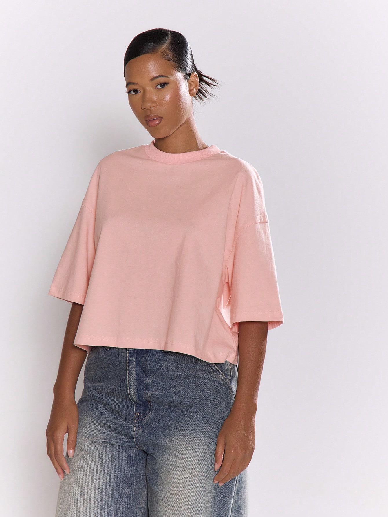 MUSERA T-shirt oversize col ras-du-cou manches coude mignon basique pour vacances travail