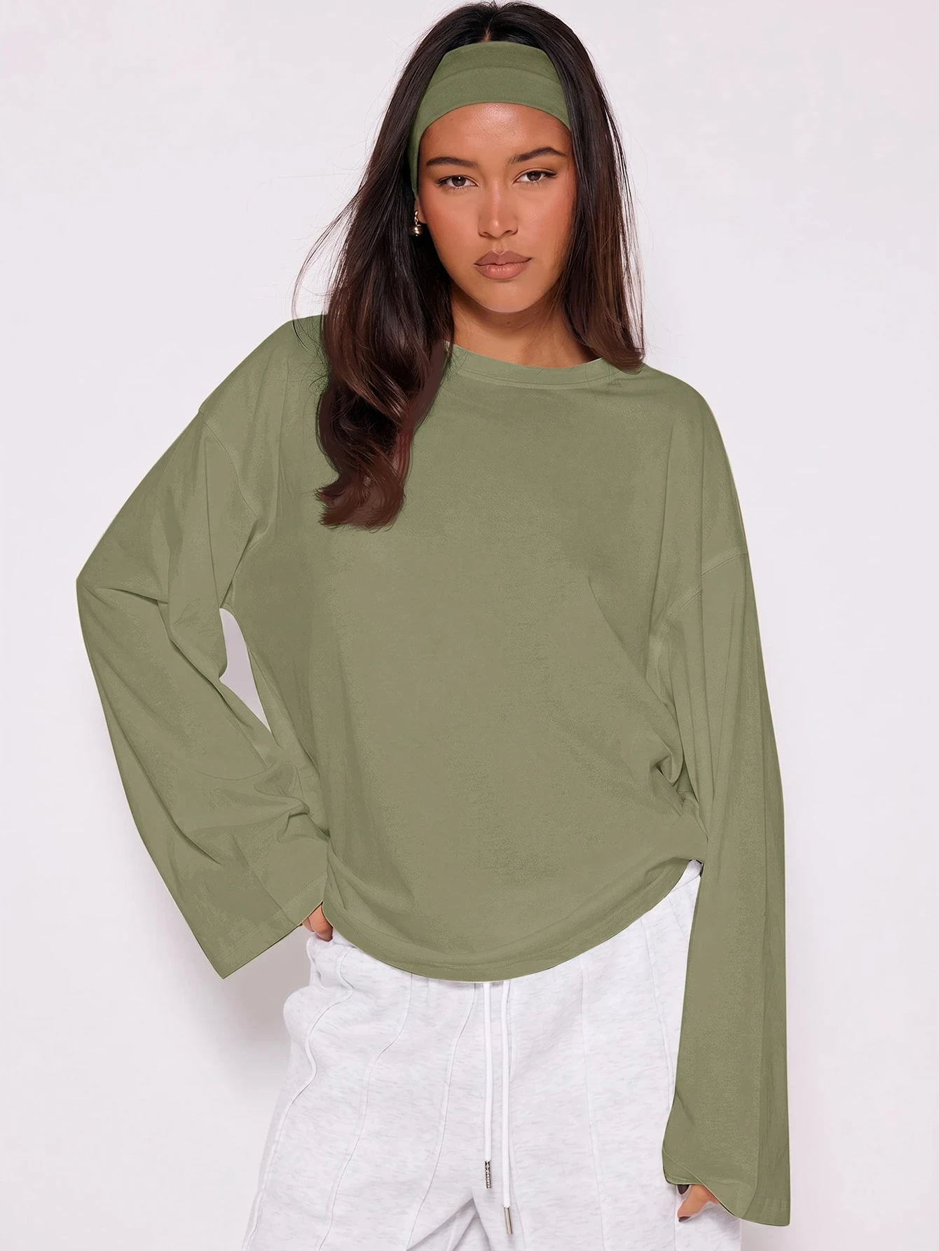 MUSERA Top ample à manches longues, t-shirt oversize décontracté pour tous les jours, — vue 7