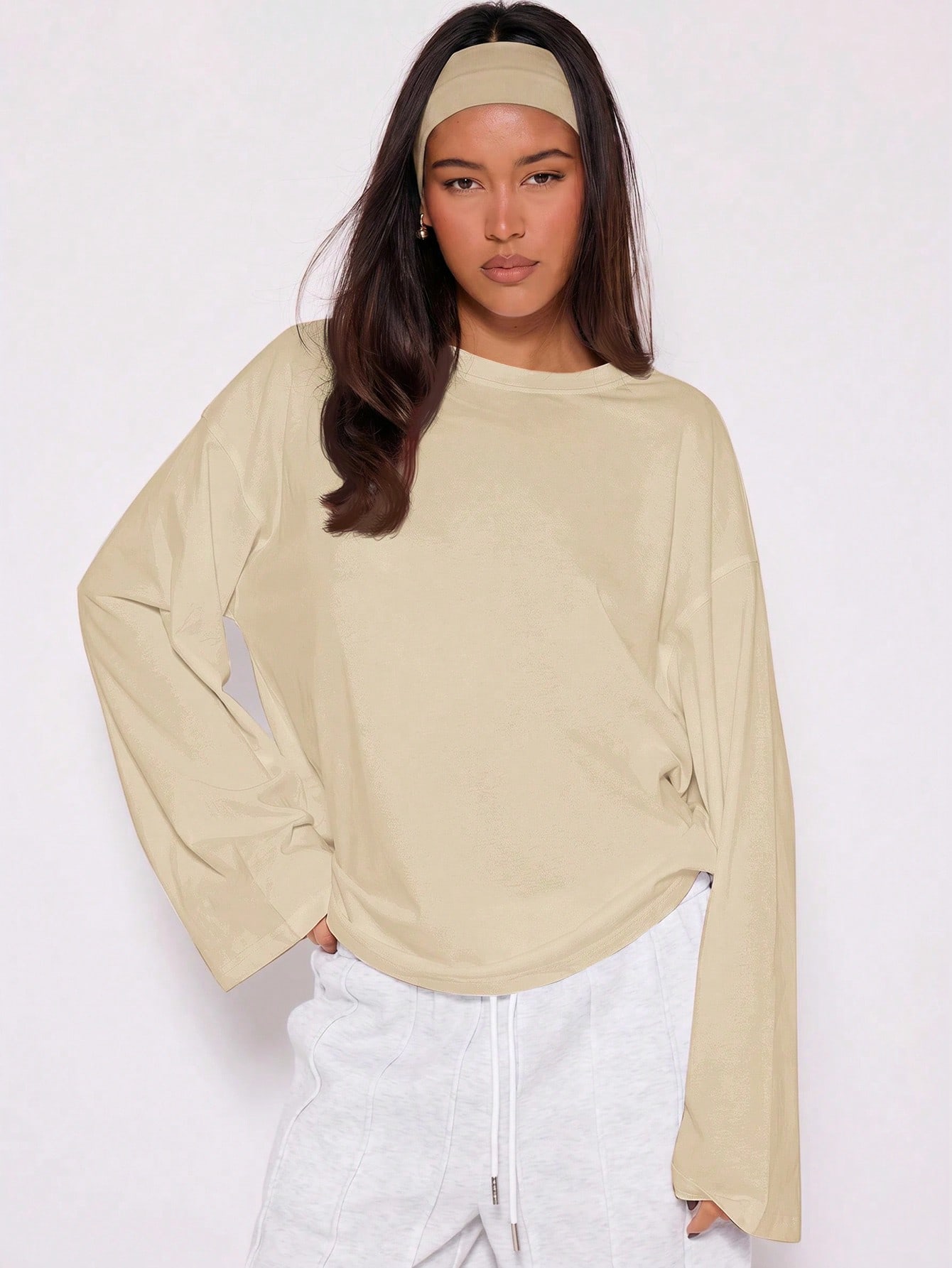 MUSERA Top ample à manches longues, t-shirt oversize décontracté pour tous les jours, — vue 9