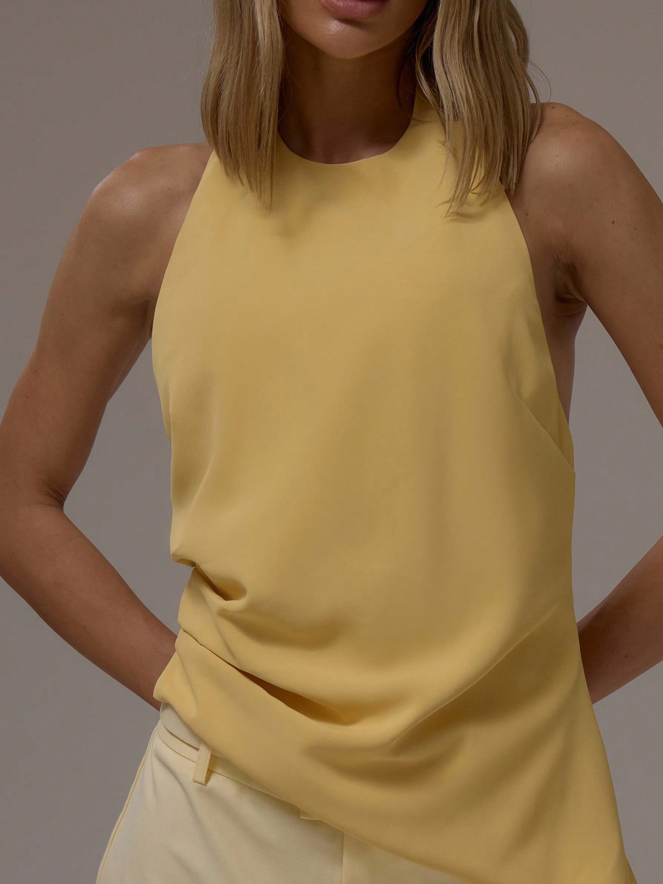 MUSERA Top à col licou, ourlet asymétrique, dos ouvert avec nœud, automne hiver, business — vue 12