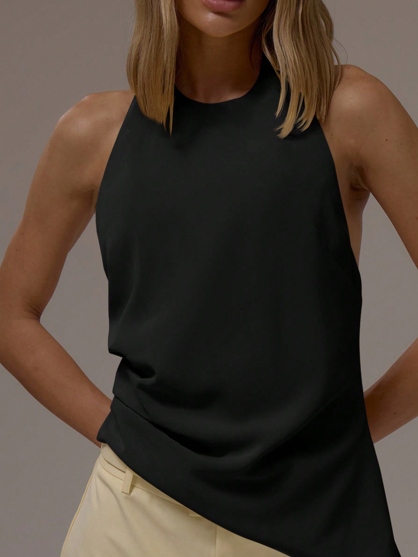 MUSERA Top à col licou, ourlet asymétrique, dos ouvert avec nœud, automne hiver, business — vue 9