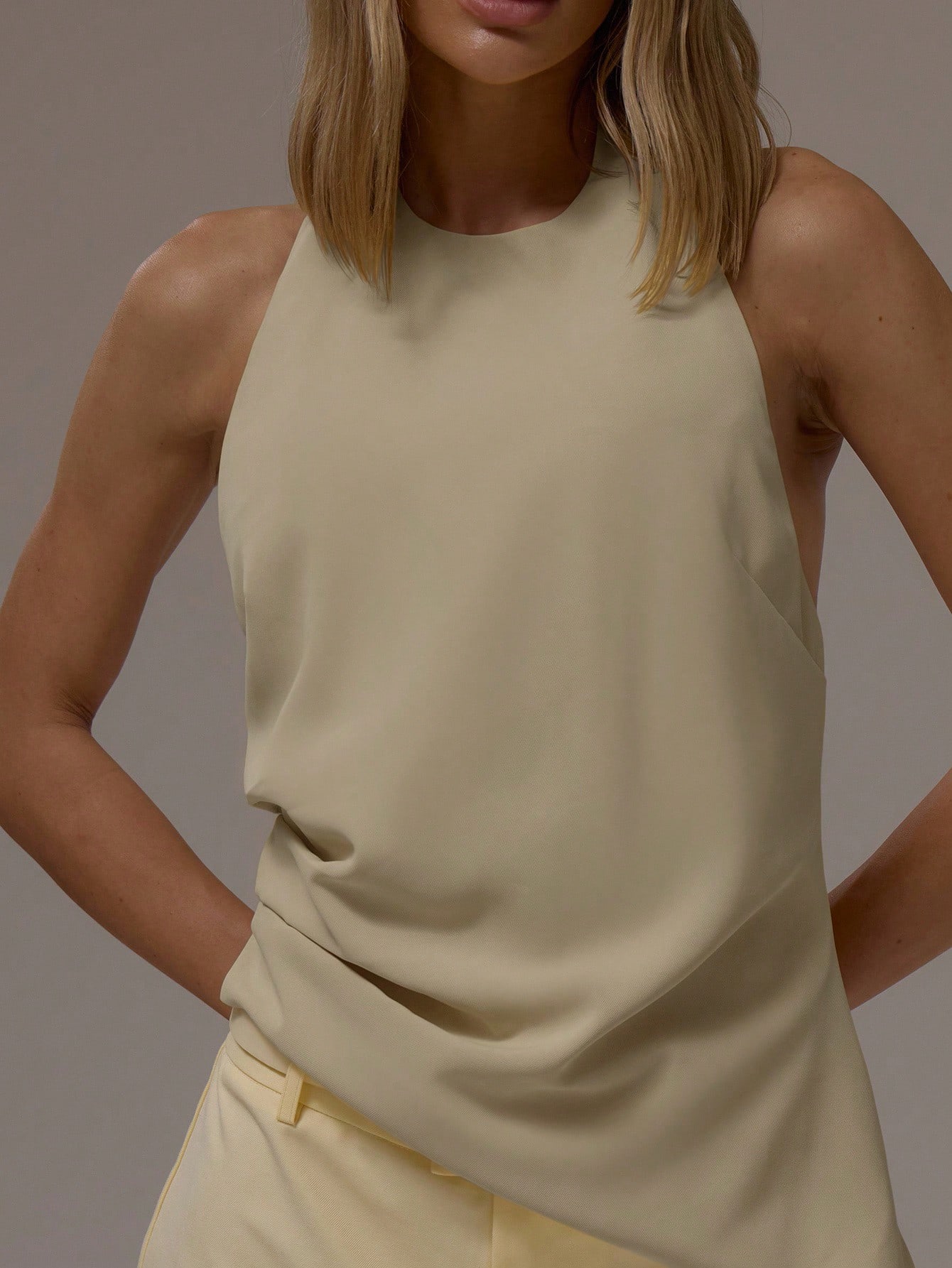 MUSERA Top à col licou, ourlet asymétrique, dos ouvert avec nœud, automne hiver, business — vue 8