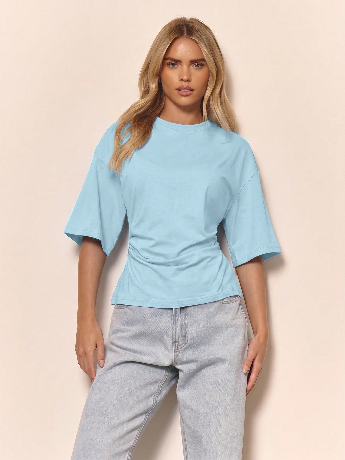 MUSERA T-shirt oversize décontracté à taille cintrée et froncée, style capsule wardrobe — vue 6