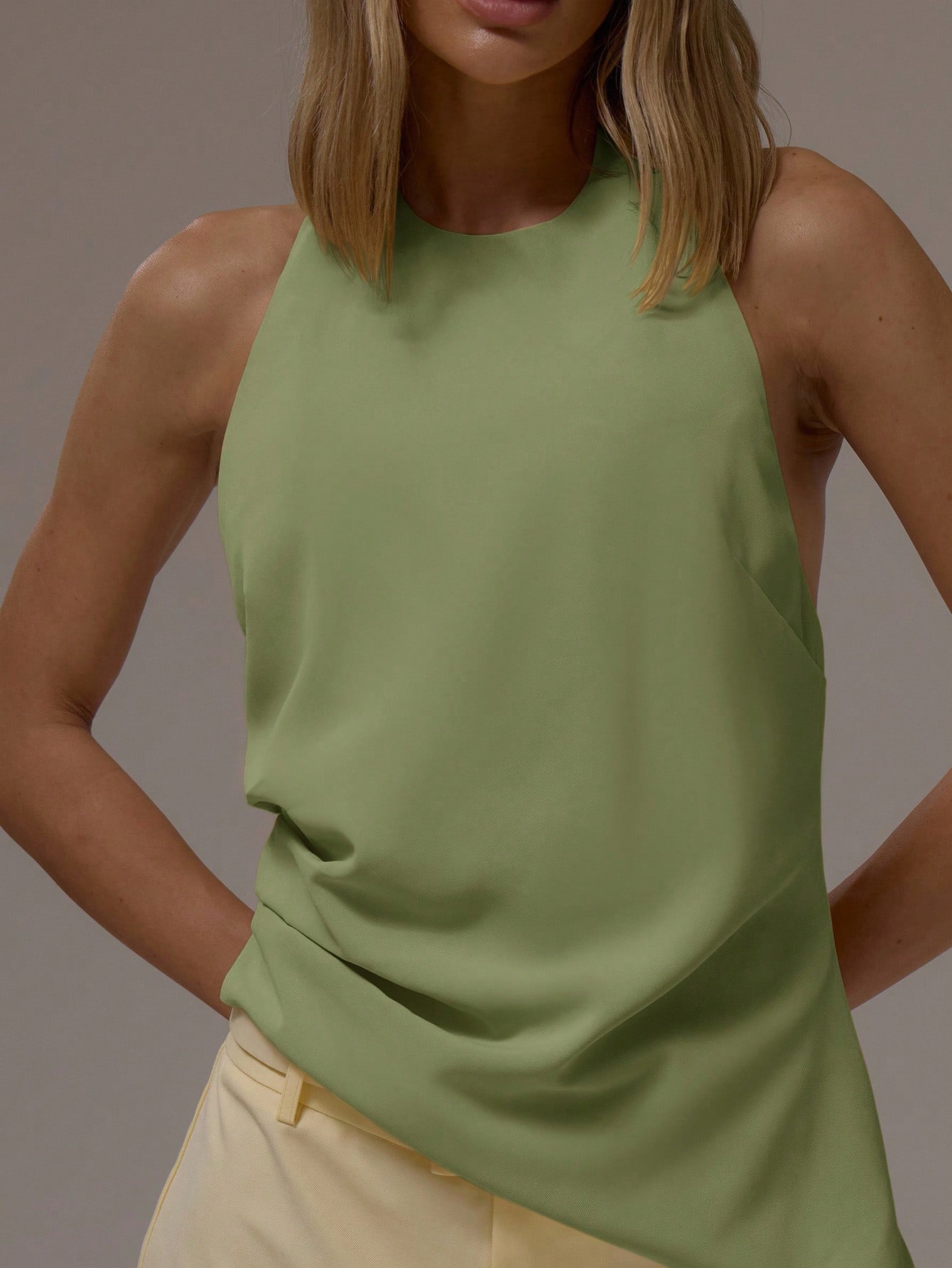 MUSERA Top à col licou, ourlet asymétrique, dos ouvert avec nœud, automne hiver, business — vue 10