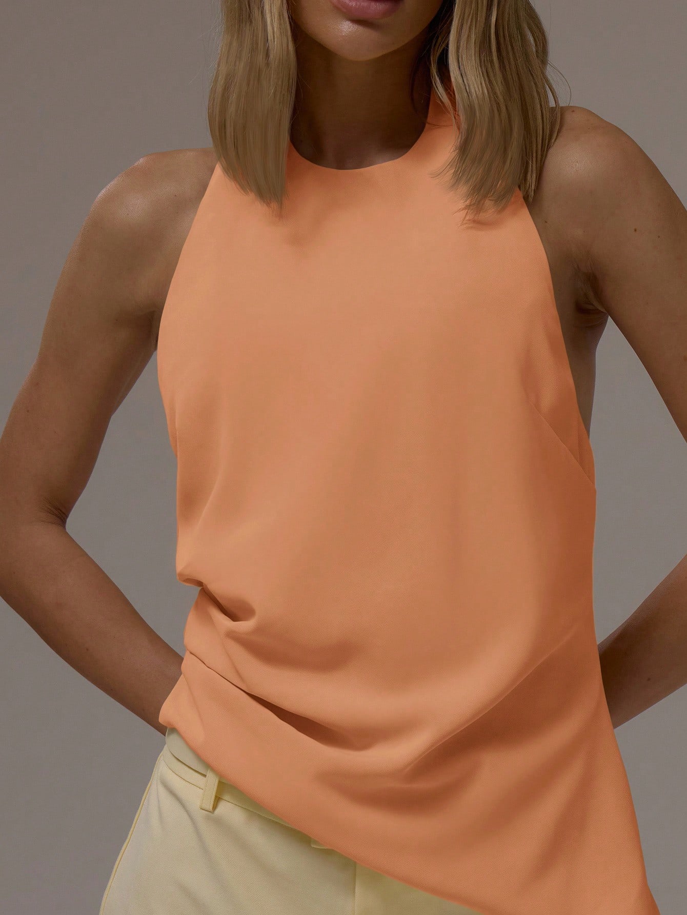 MUSERA Top à col licou, ourlet asymétrique, dos ouvert avec nœud, automne hiver, business — vue 11
