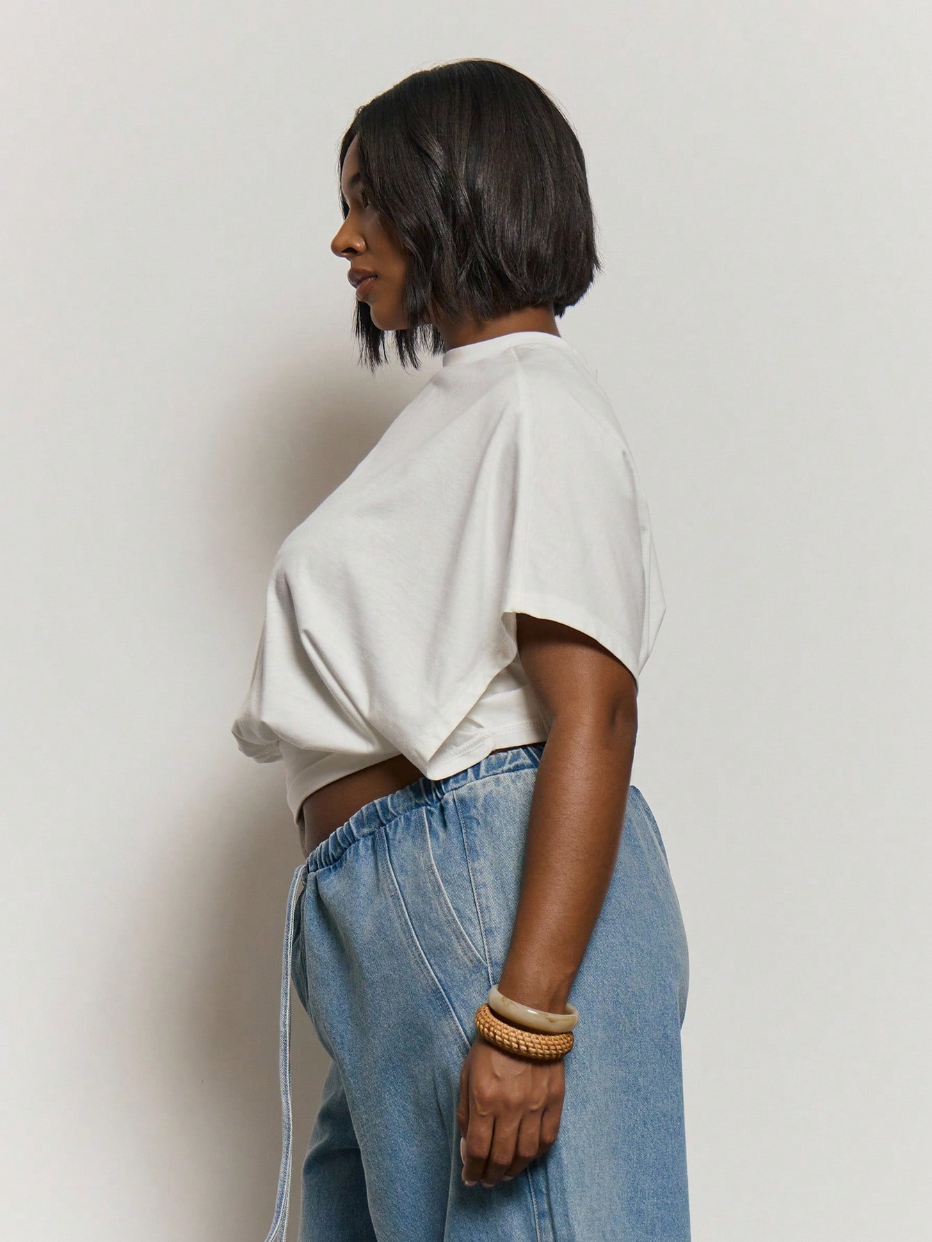 MUSERA Top ajusté à la taille avec manches chauve-souris grande taille, mignon, élégant — vue 4
