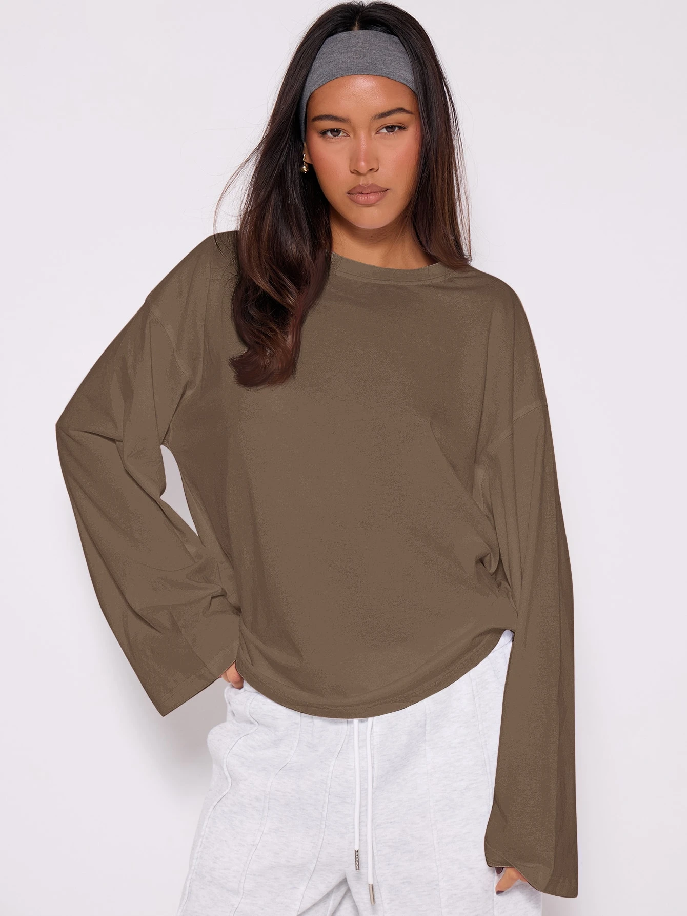 MUSERA Top ample à manches longues, t-shirt oversize décontracté pour tous les jours, — vue 14