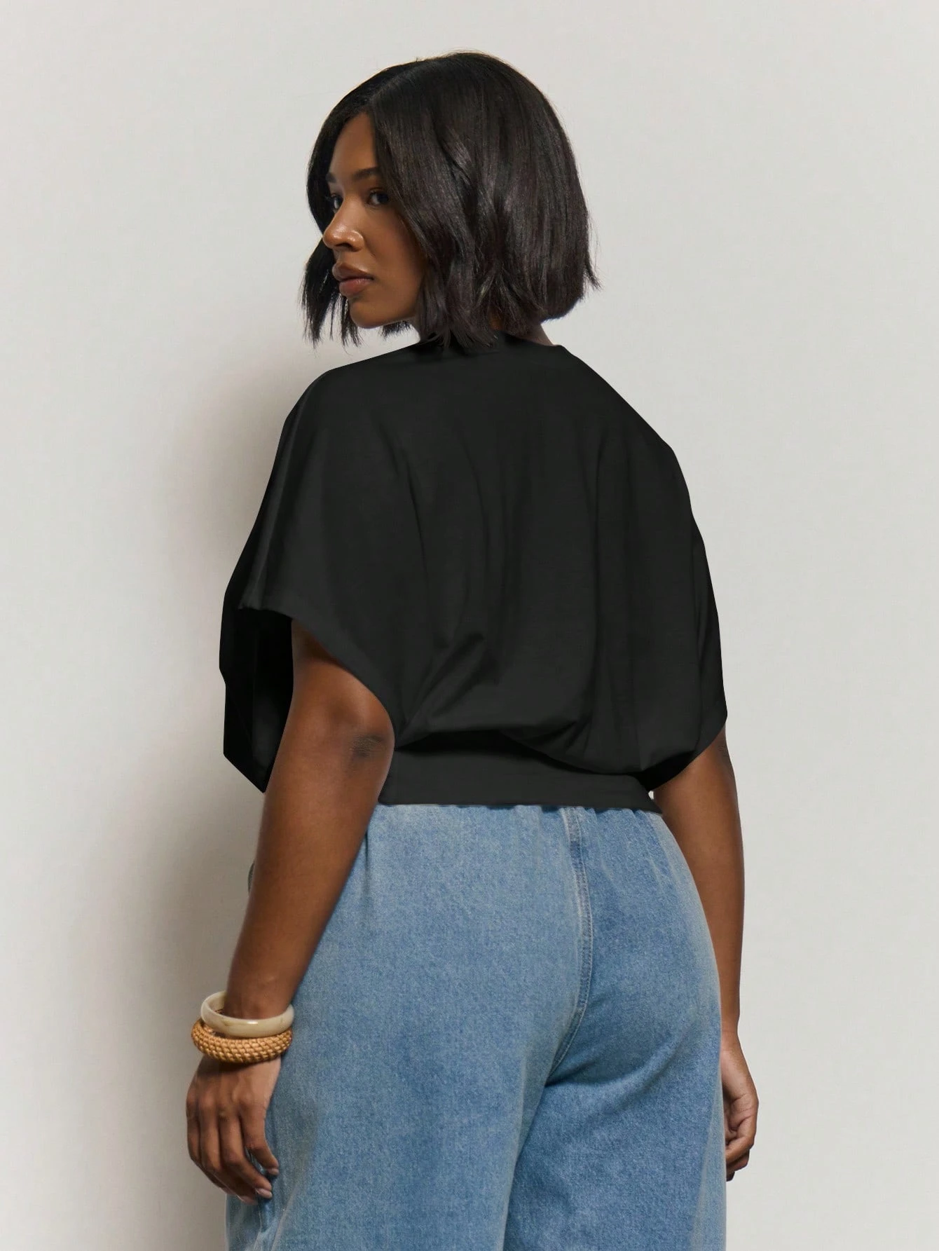 MUSERA Top ajusté à la taille avec manches chauve-souris grande taille, mignon, élégant — vue 8