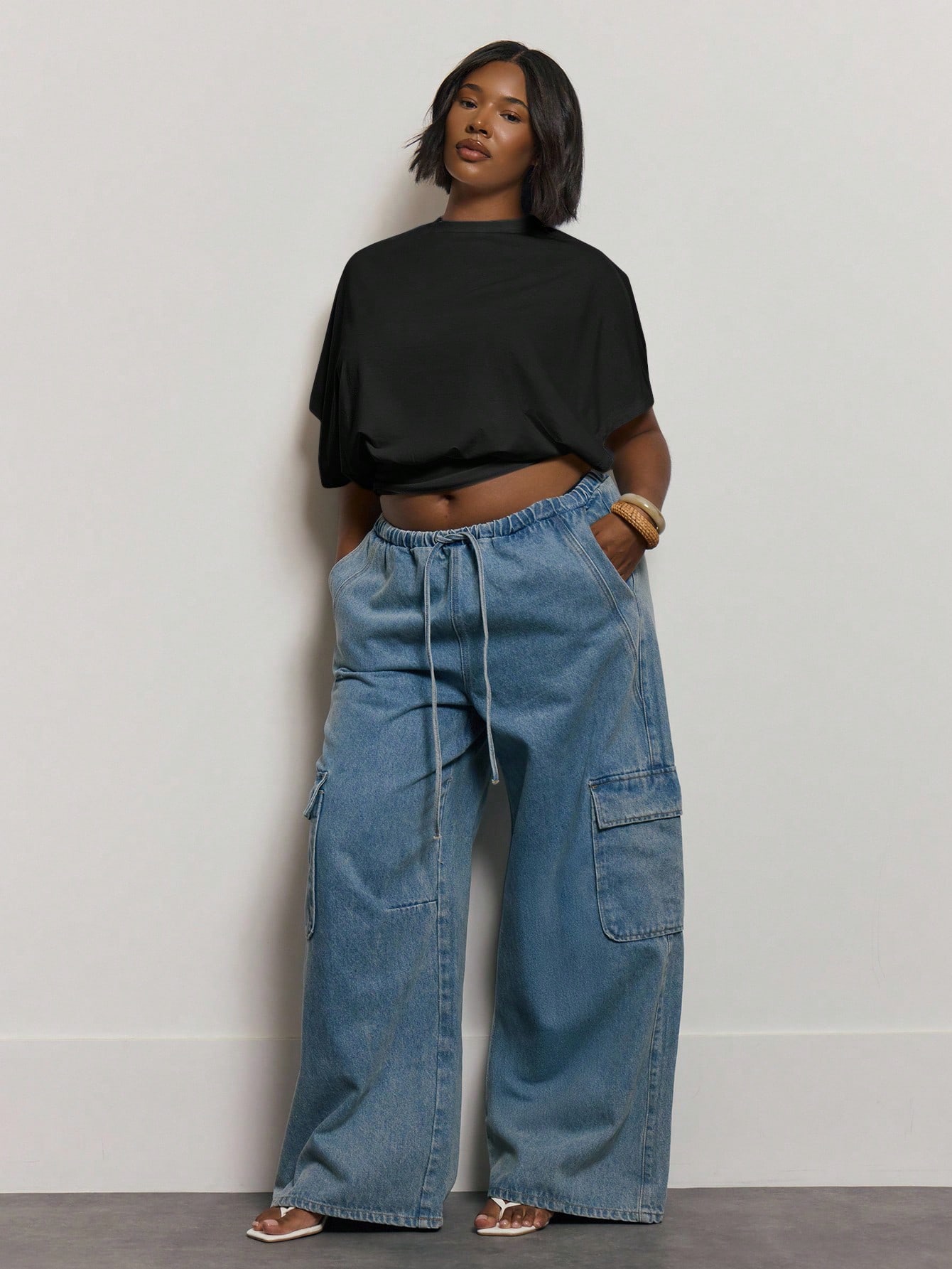 MUSERA Top ajusté à la taille avec manches chauve-souris grande taille, mignon, élégant — vue 11