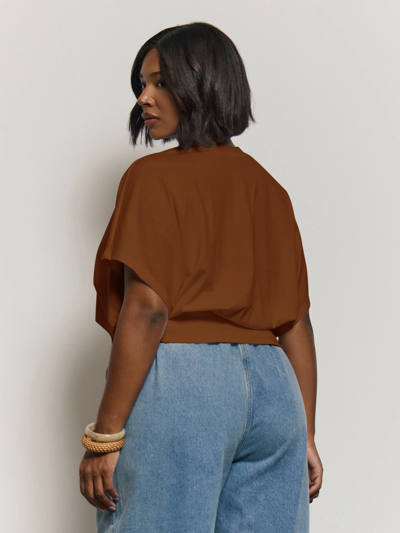 MUSERA Top ajusté à la taille avec manches chauve-souris grande taille, mignon, élégant — vue 9