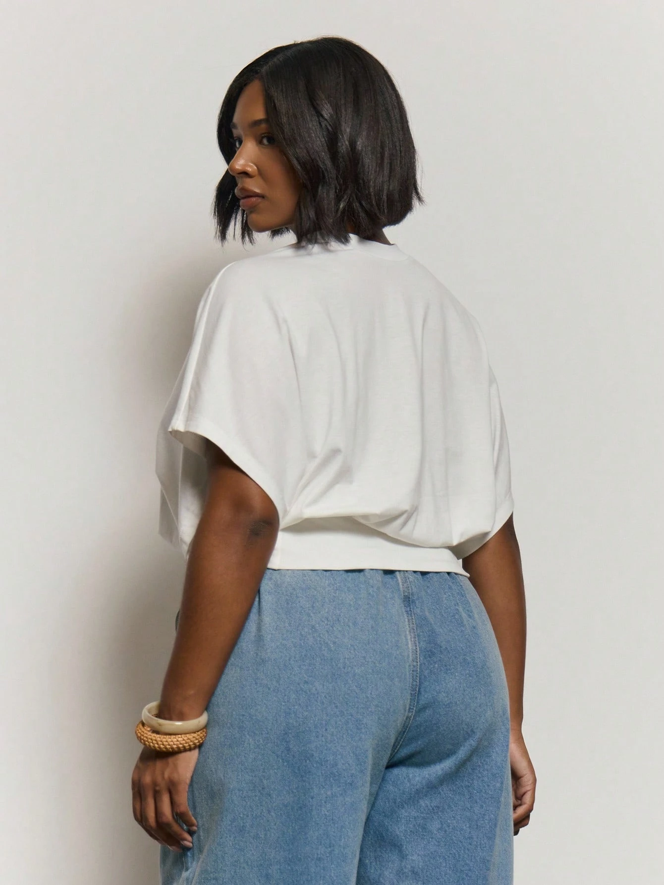 MUSERA Top ajusté à la taille avec manches chauve-souris grande taille, mignon, élégant — vue 7