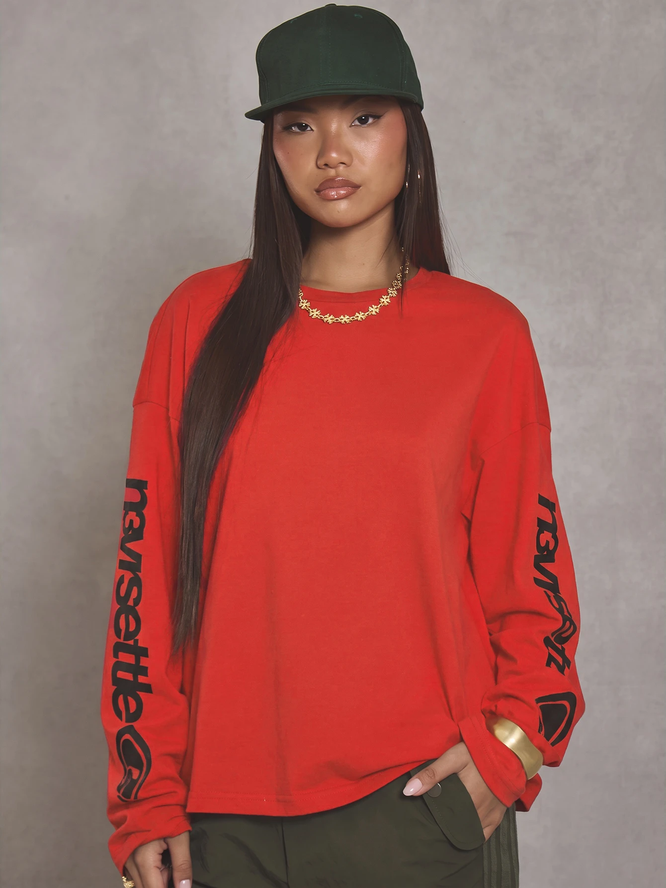 MUSERA Top à manches longues avec imprimé surdimensionné, style cool fille, streetwear, — vue 4