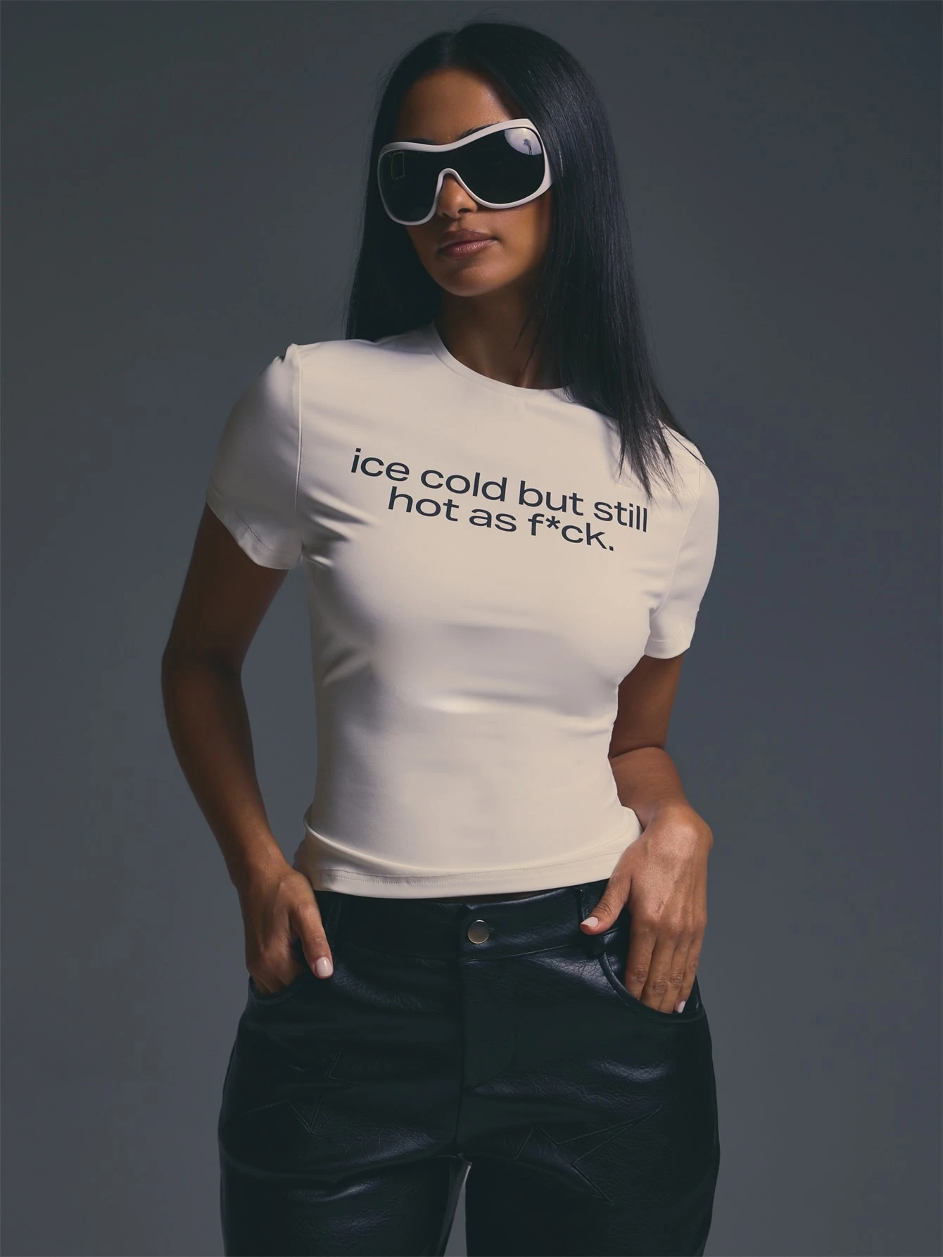 MUSERA Top blanc à manches courtes avec détails graphiques, style coolgirl, pour — vue 2