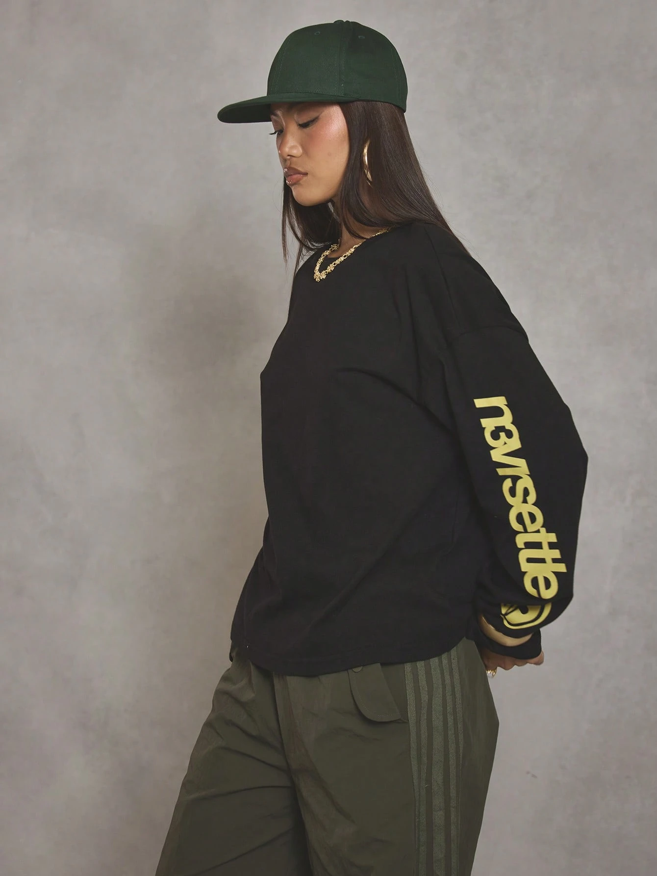 MUSERA Top à manches longues avec imprimé surdimensionné, style cool fille, streetwear, — vue 9