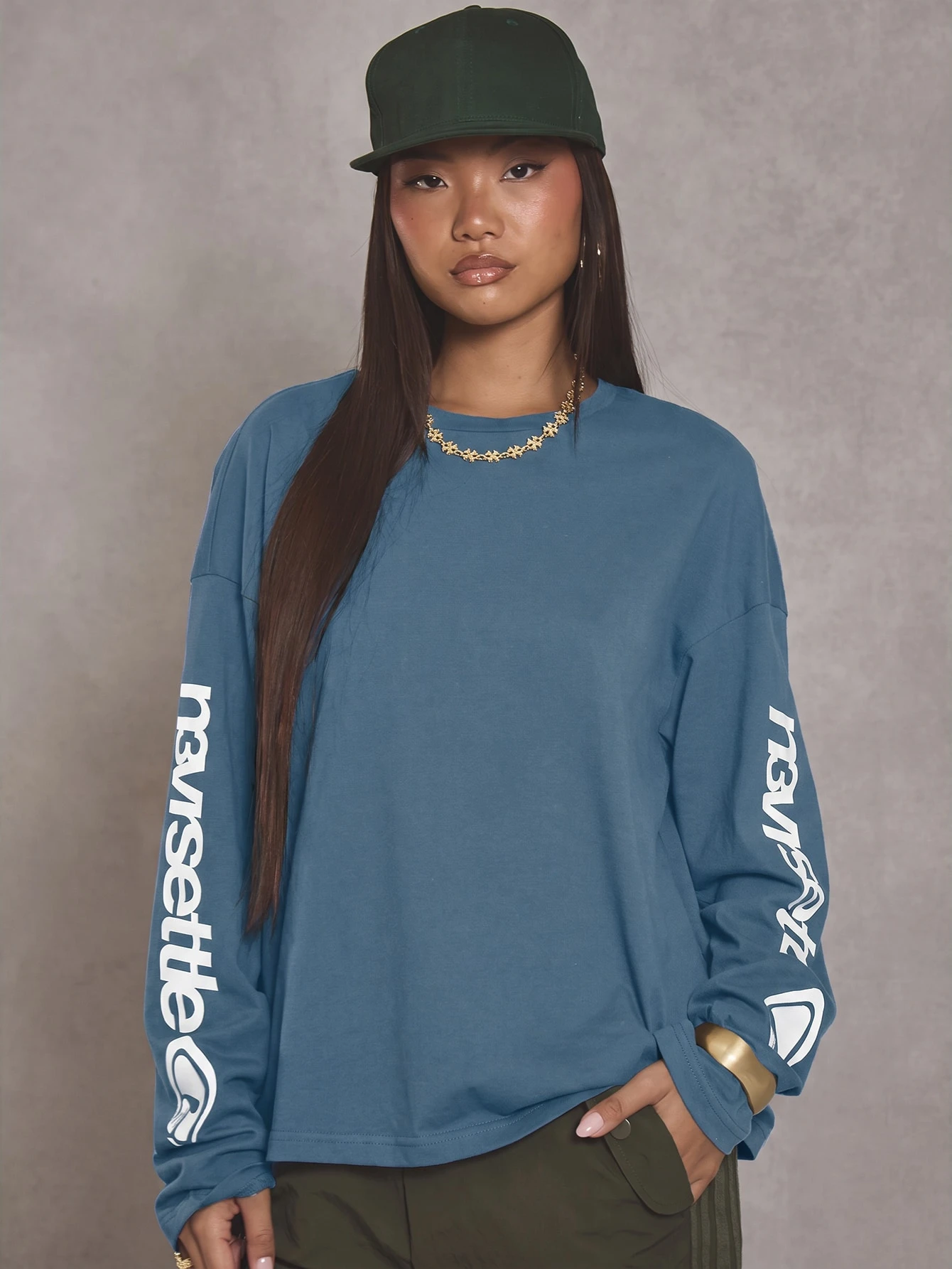MUSERA Top à manches longues avec imprimé surdimensionné, style cool fille, streetwear, — vue 8