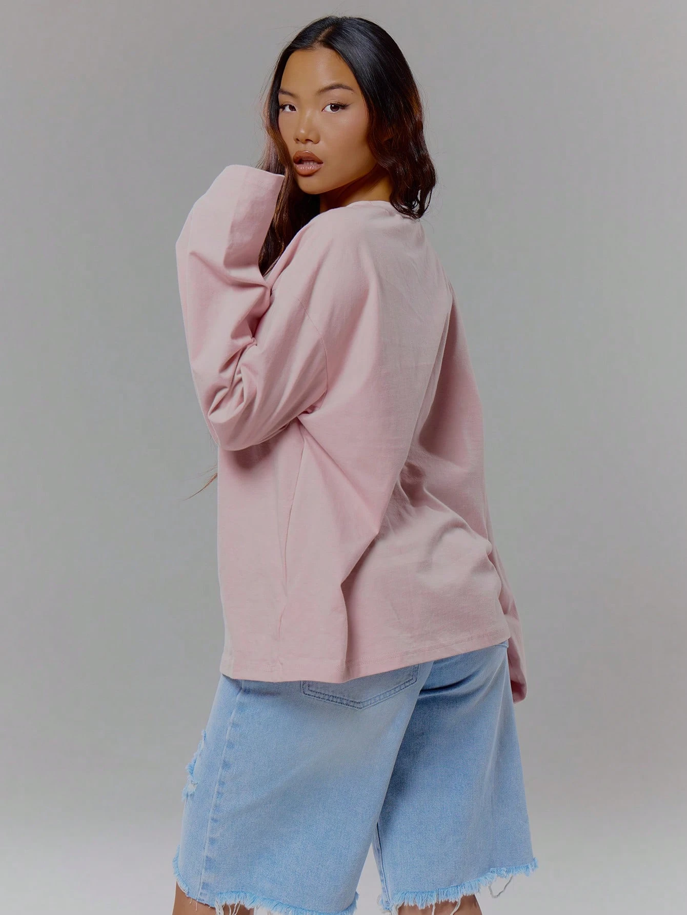MUSERA Top à manches longues imprimé graphique oversize, streetwear coolgirl, sexy — vue 10
