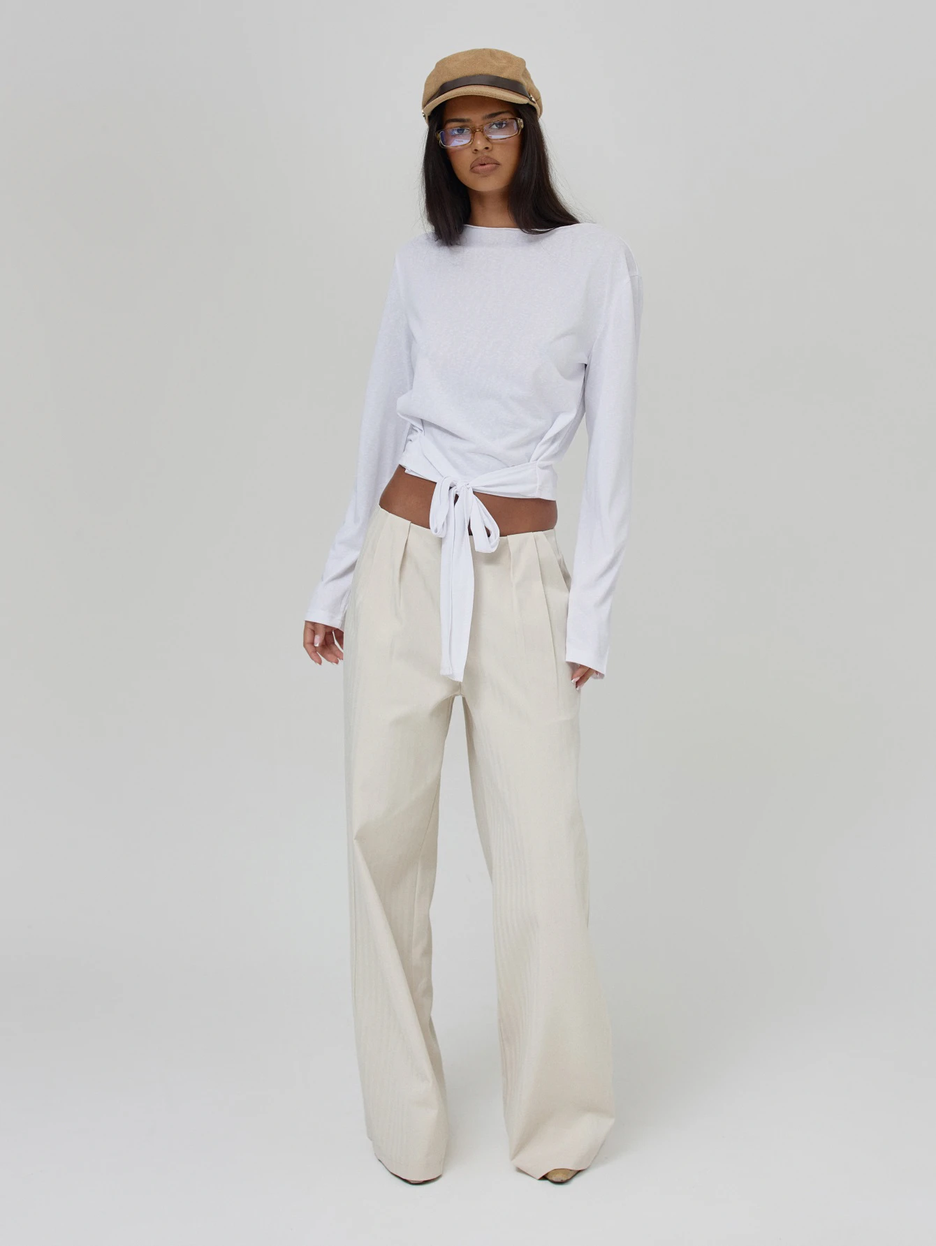 MUSERA Top col bateau coupe ample manches longues détail taille automne hiver mignon — vue 3