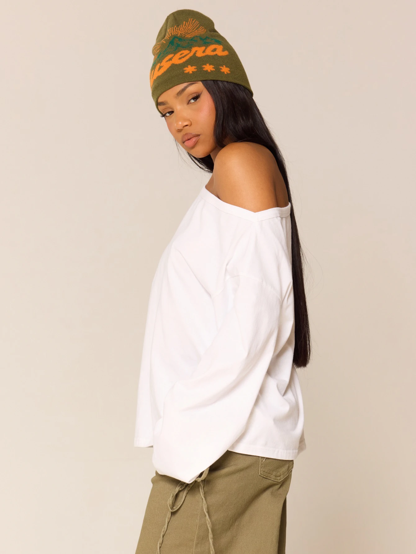 MUSERA T-shirt blanc oversize à manches longues et épaules dénudées, basique pour le — vue 3
