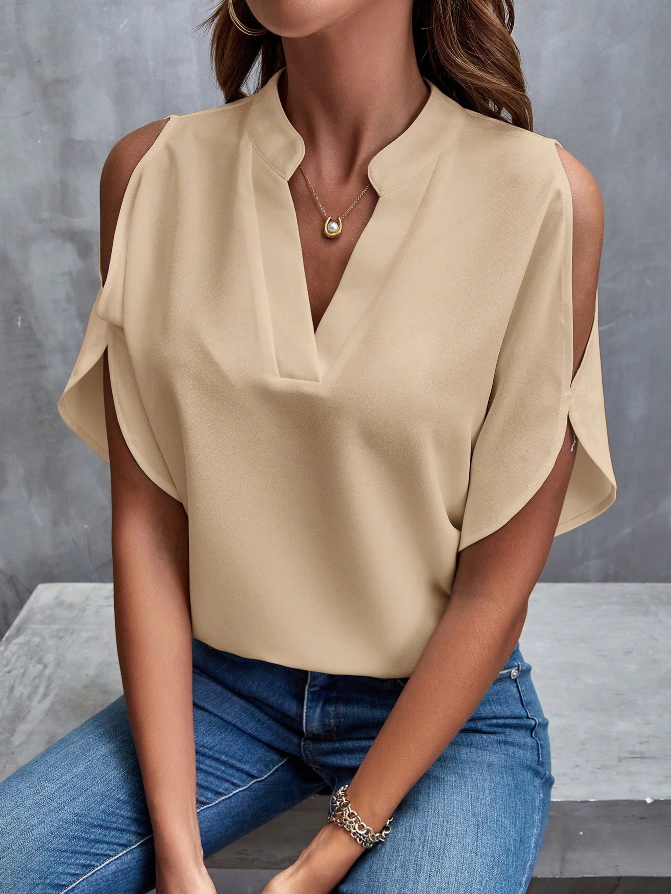 Clasi Blouse à manches fendues et épaules dégagées, chemise blanche — vue 11