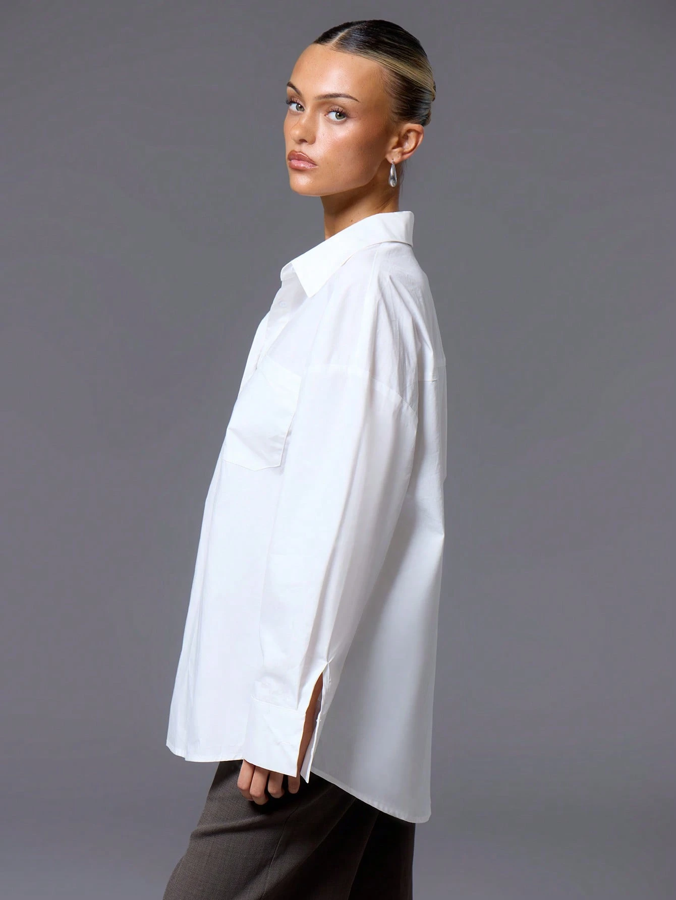 MUSERA Chemise oversize à boutons Argent ancien Vacances Quotidien Aéroport Vacances — vue 7