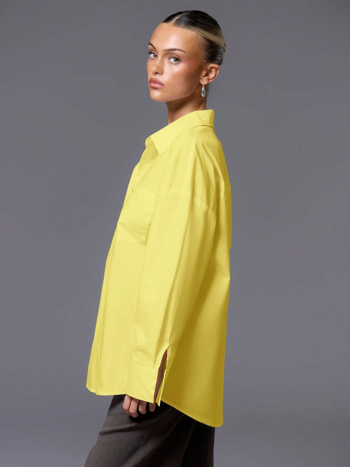 MUSERA Chemise oversize à boutons Argent ancien Vacances Quotidien Aéroport Vacances — vue 10