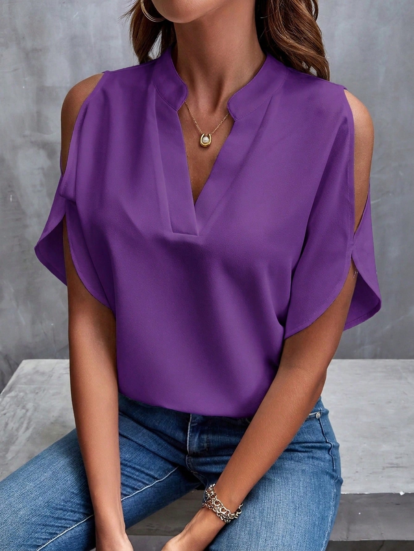 Clasi Blouse à manches fendues et épaules dégagées, chemise blanche — vue 14