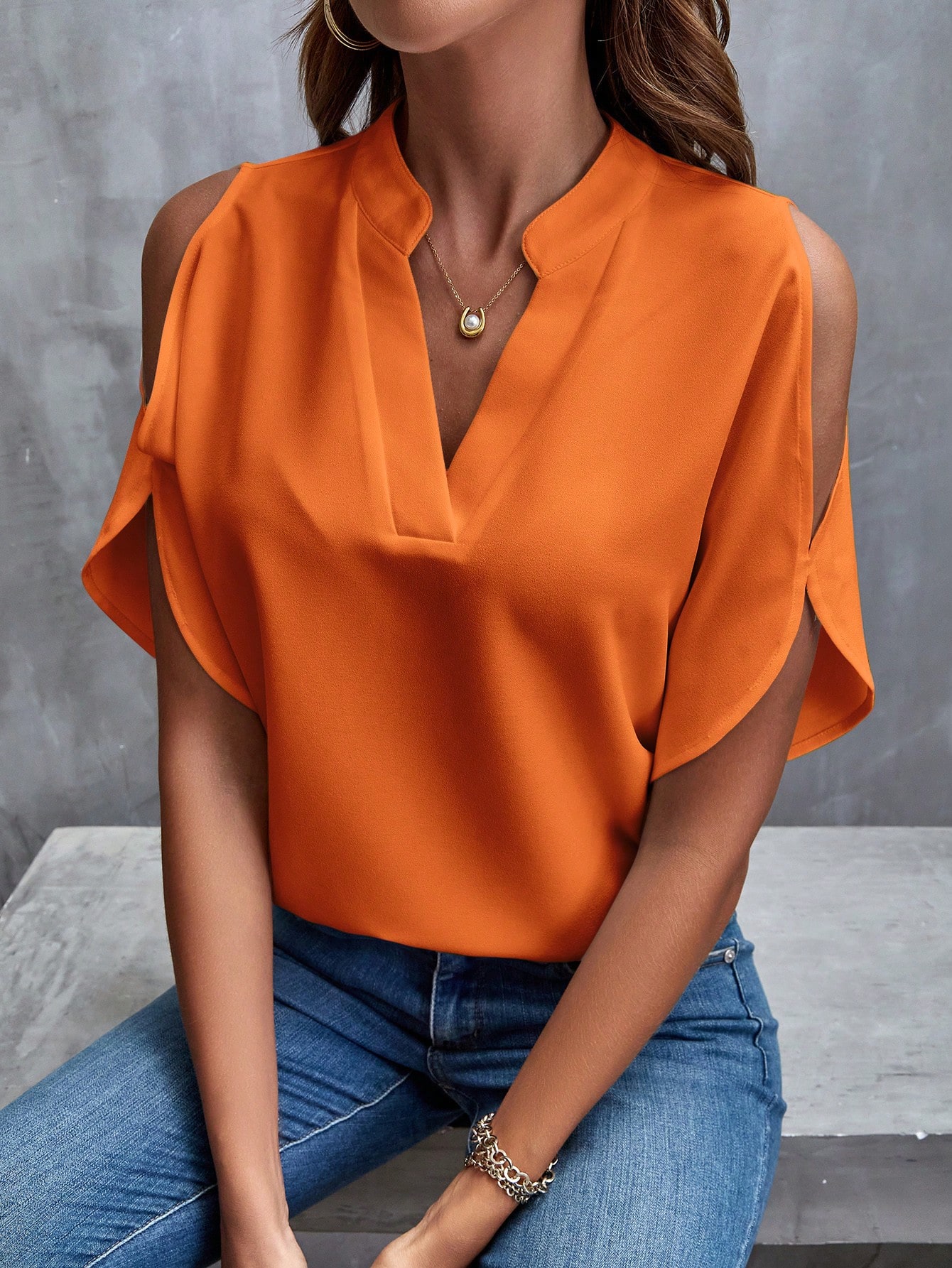 Clasi Blouse à manches fendues et épaules dégagées, chemise blanche — vue 13