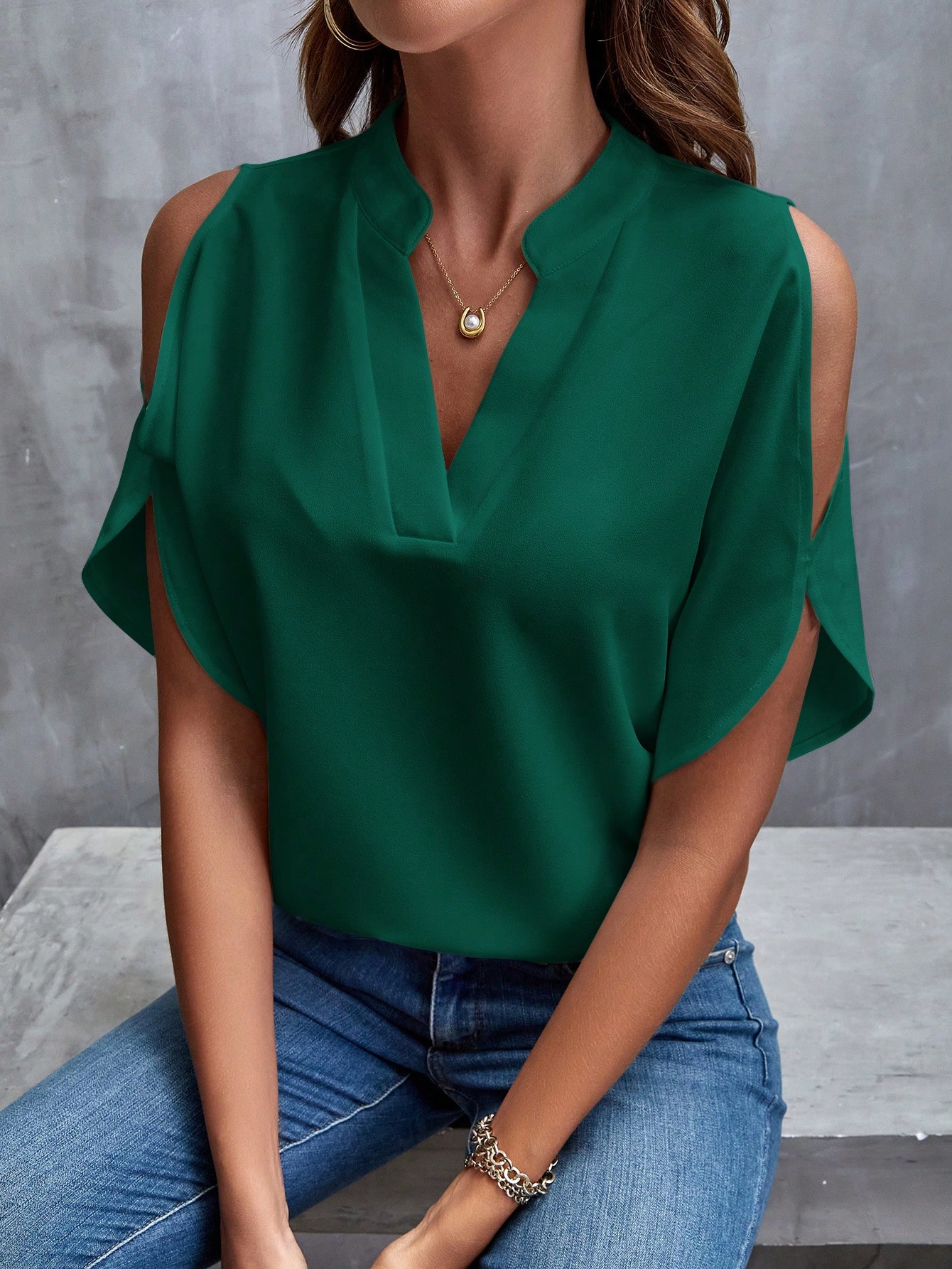 Clasi Blouse à manches fendues et épaules dégagées, chemise blanche — vue 17
