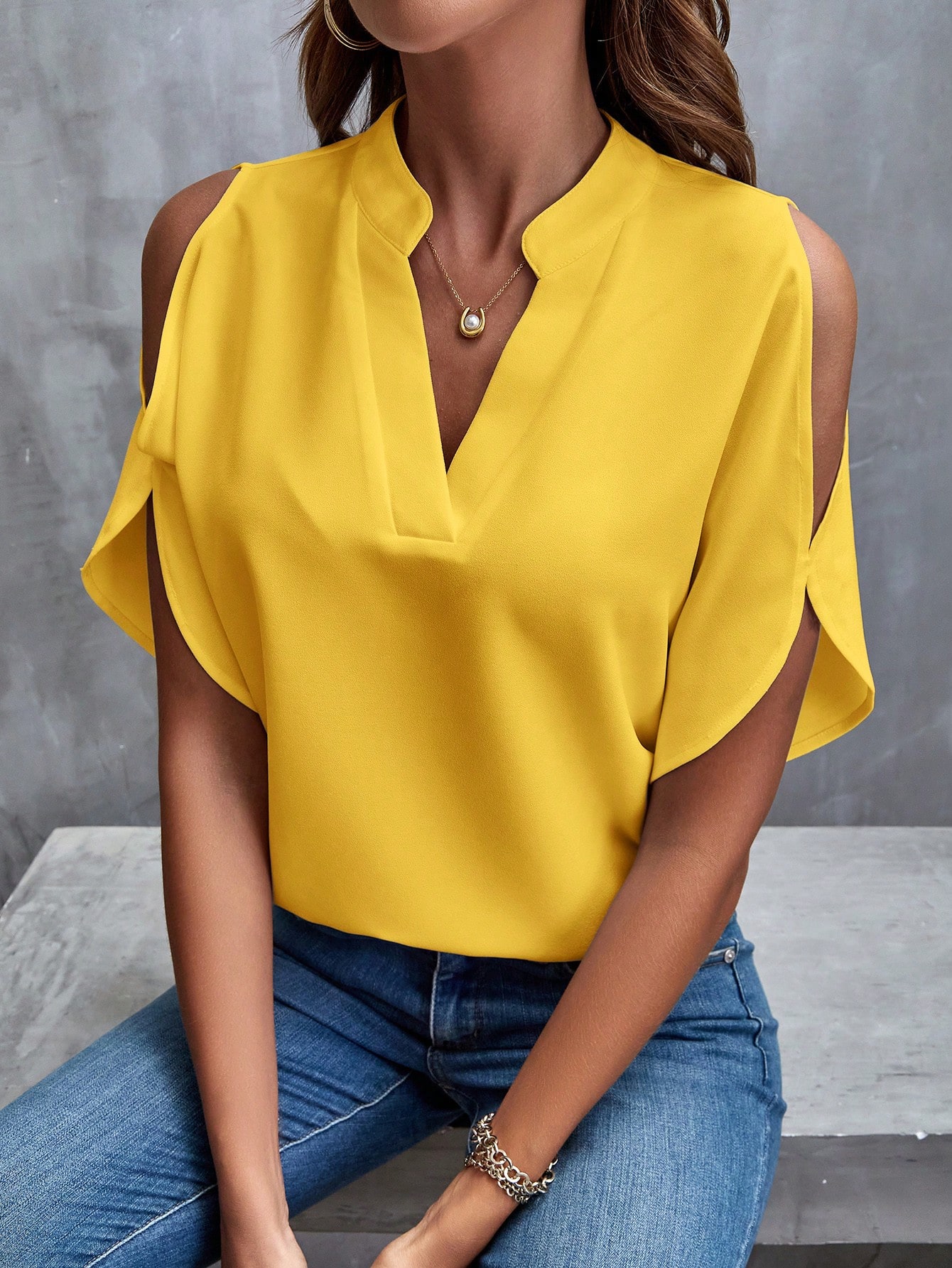 Clasi Blouse à manches fendues et épaules dégagées, chemise blanche — vue 16