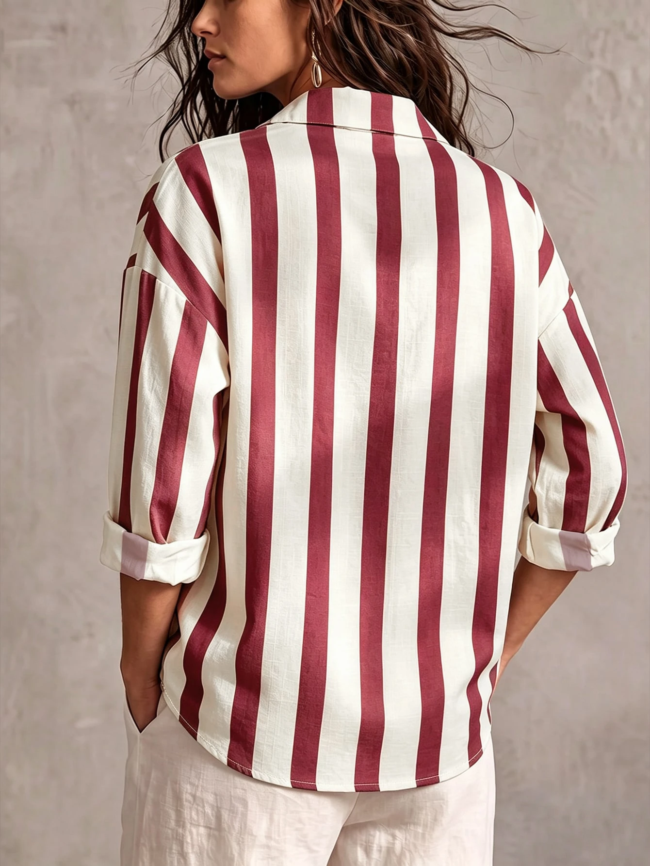 Everyssa Chemise à imprimé rayé avec épaules tombantes — vue 8