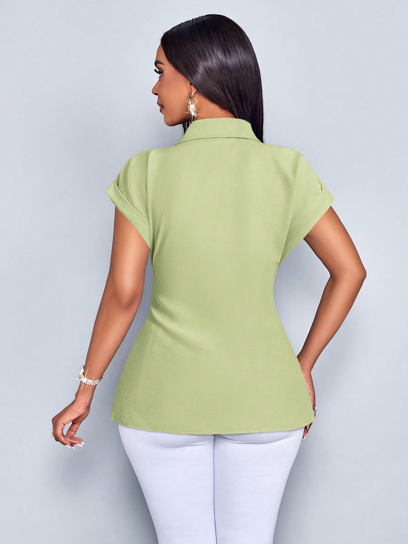 SOLERSUN Chemise femme à boutons avec imprimé à rayures, blouse avec détail de nœud avant — vue 10