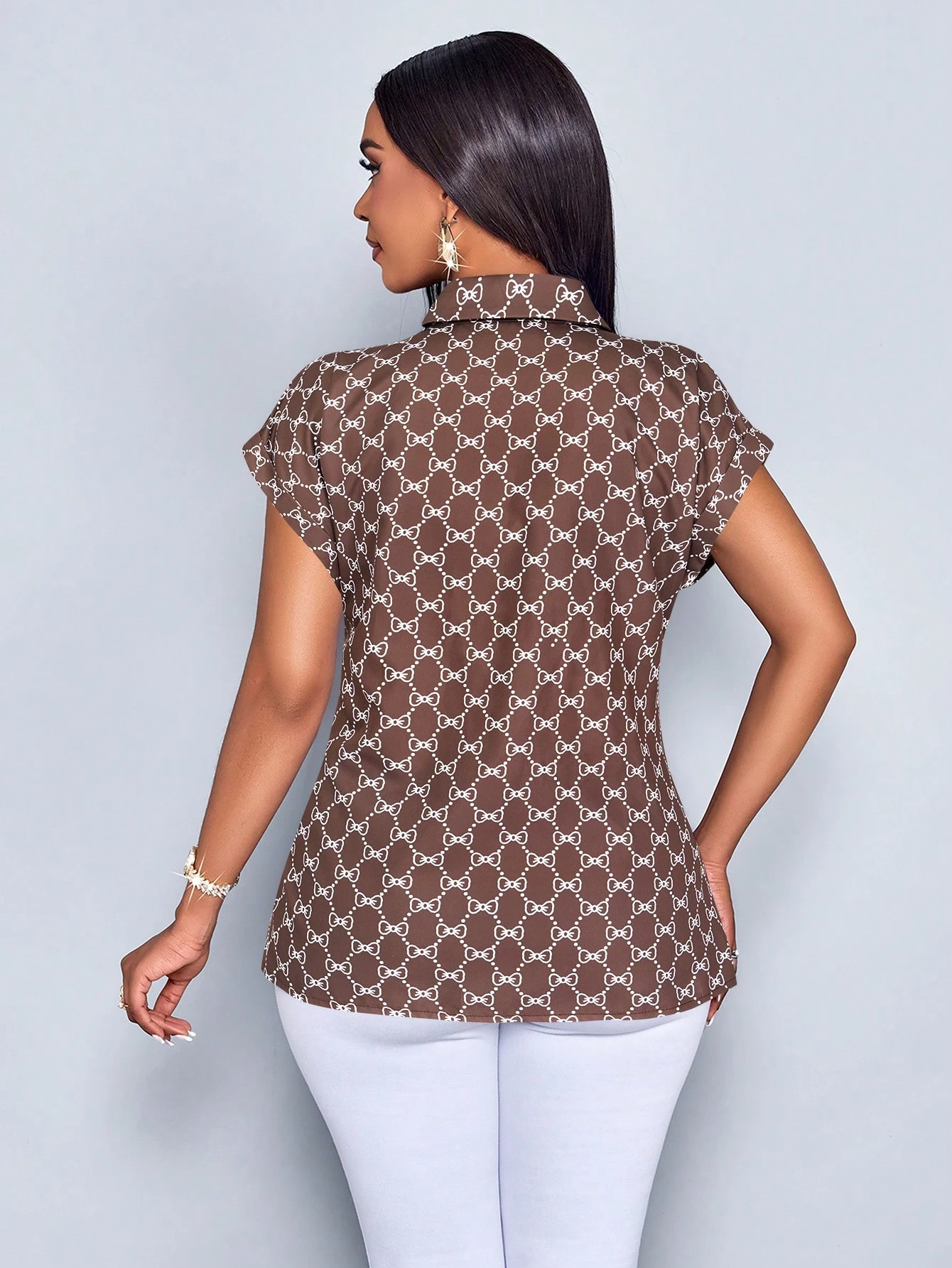 SOLERSUN Chemise femme à boutons avec imprimé à rayures, blouse avec détail de nœud avant — vue 12