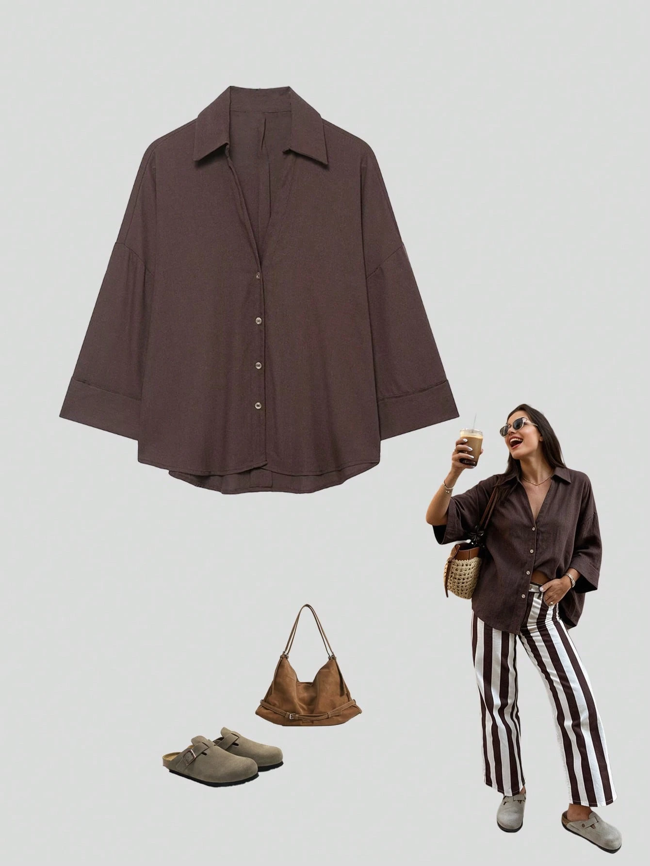 Blouse décontractée polyvalente pour femmes YROOE, minimaliste/décontractée-chic/quotidien — vue 3