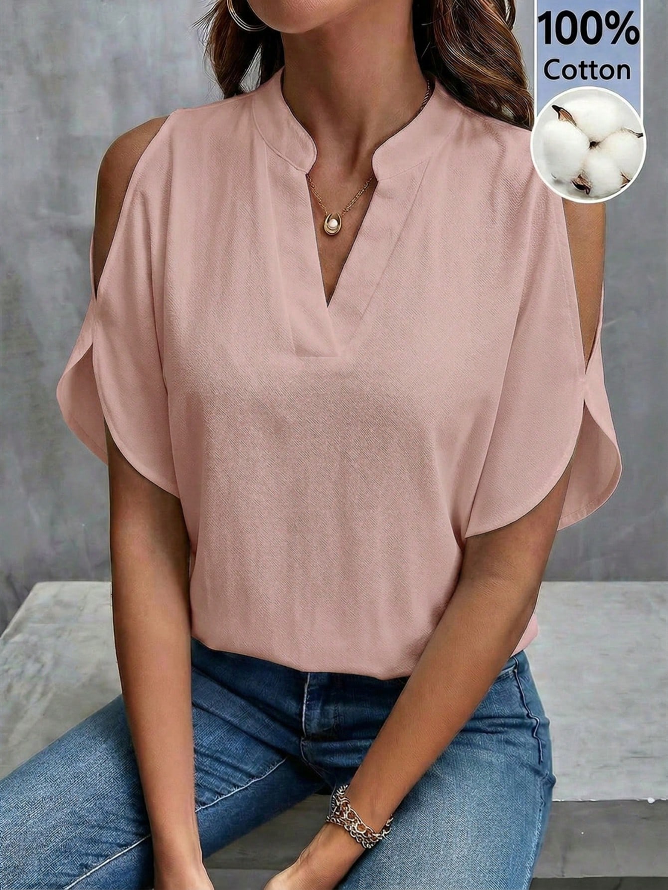 Clasi Blouse à épaules dénudées et manches fendues, chemise blanche — vue 6