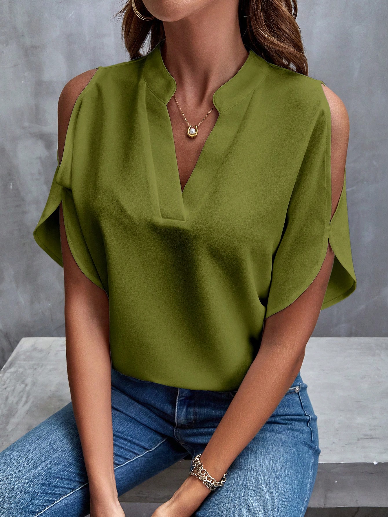 Clasi Blouse à épaules dénudées et manches fendues, chemise blanche — vue 5