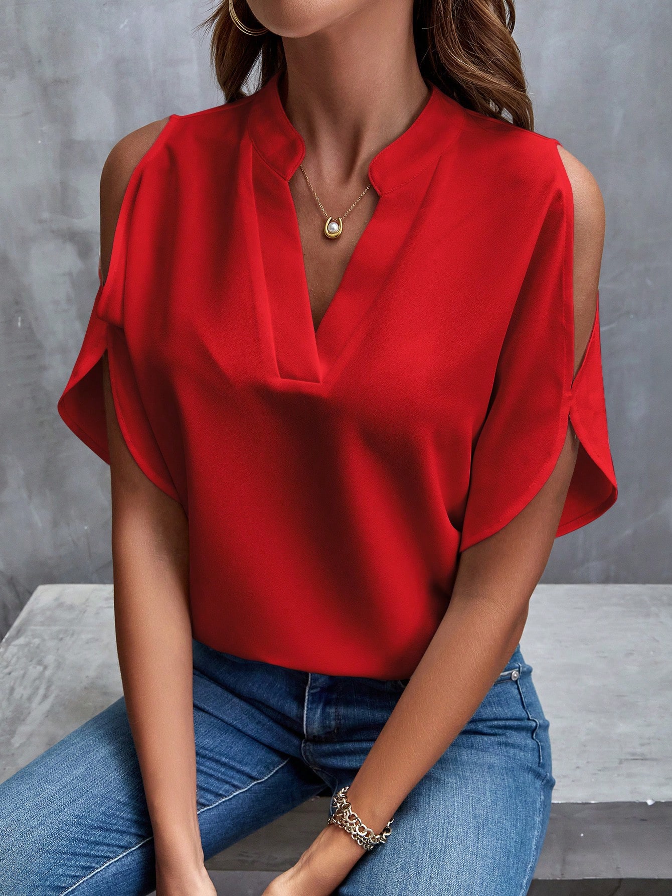 Clasi Blouse à épaules dénudées et manches fendues, chemise blanche — vue 7