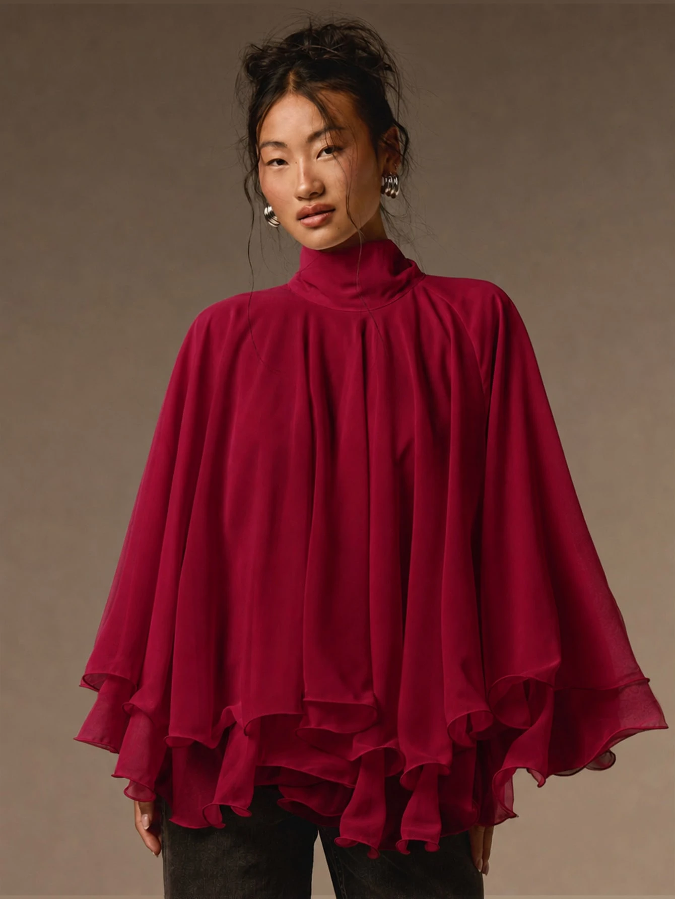 COSMINA Blouse en mousseline plissée élégante et décontractée pour femmes, pour les — vue 3