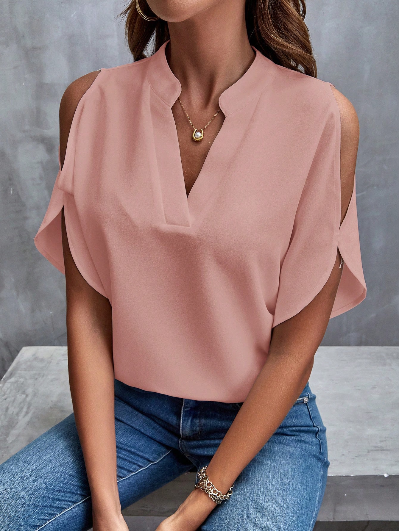 Clasi Blouse à épaules dénudées et manches fendues, chemise blanche — vue 18