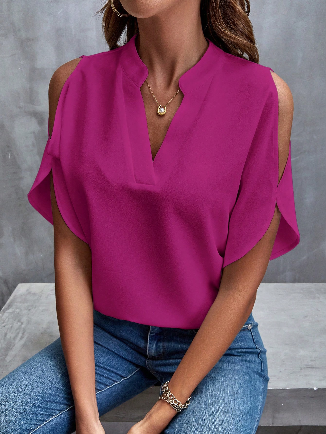 Clasi Blouse à épaules dénudées et manches fendues, chemise blanche — vue 20