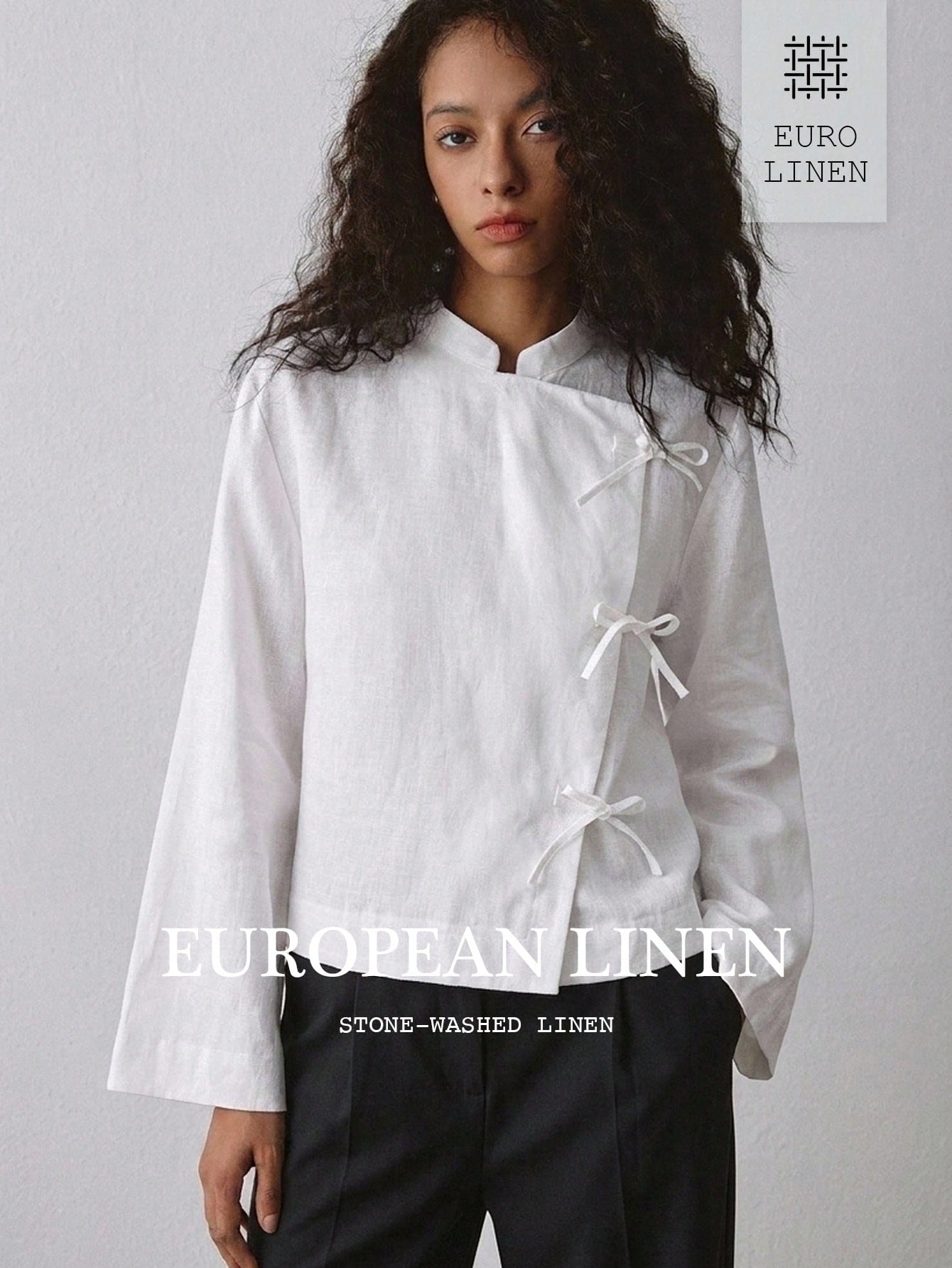 ATUI Studio Chemise française élégante pour femme en coton 100%, rayée, manches longues, — vue 2