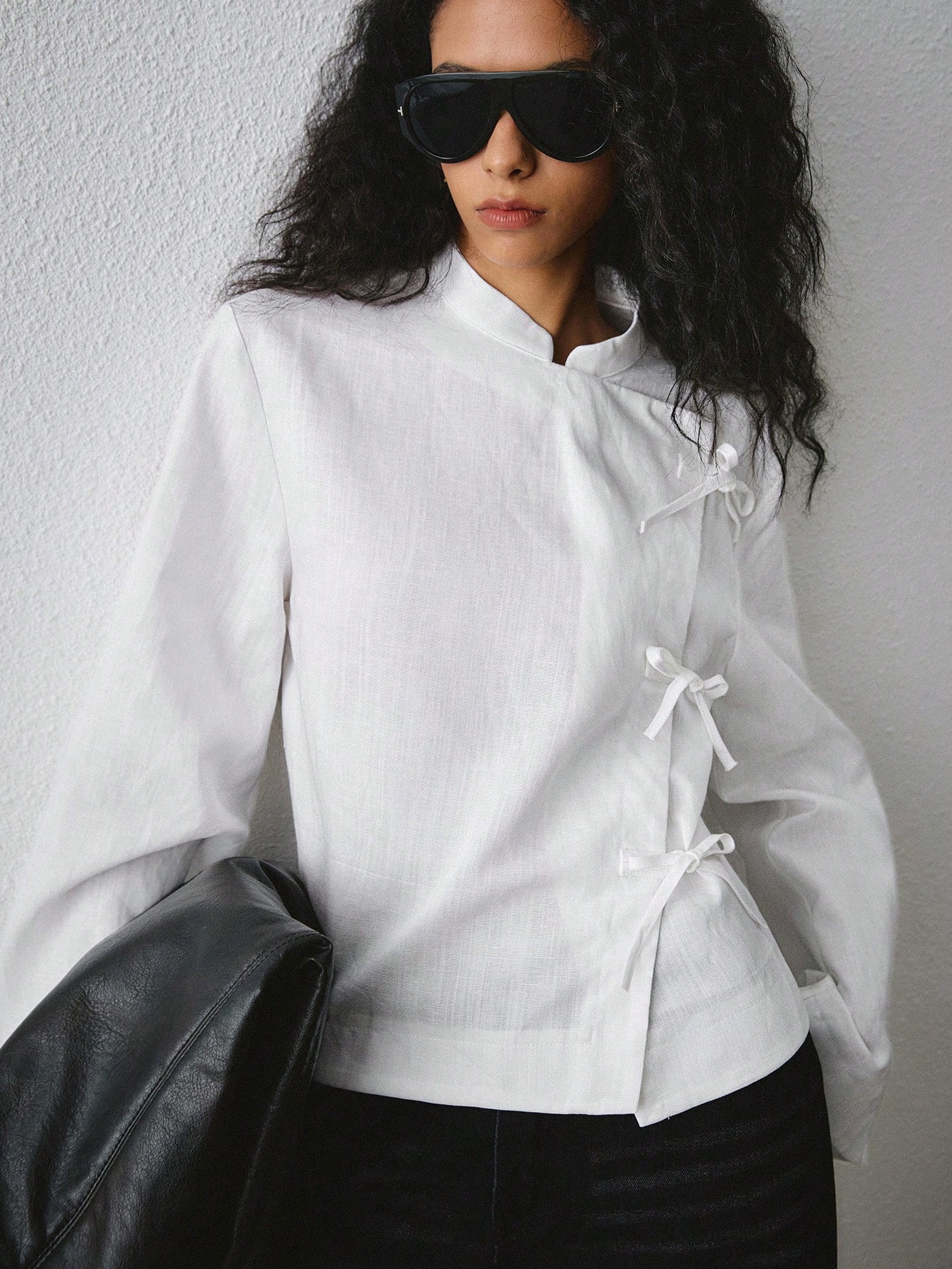 ATUI Studio Chemise française élégante pour femme en coton 100%, rayée, manches longues, — vue 4