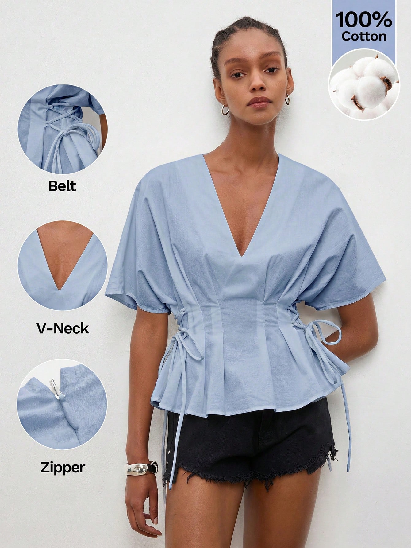 Blouse à manches ballons, ourlet à volants, style bohème tie dye, MAIJA — vue 12
