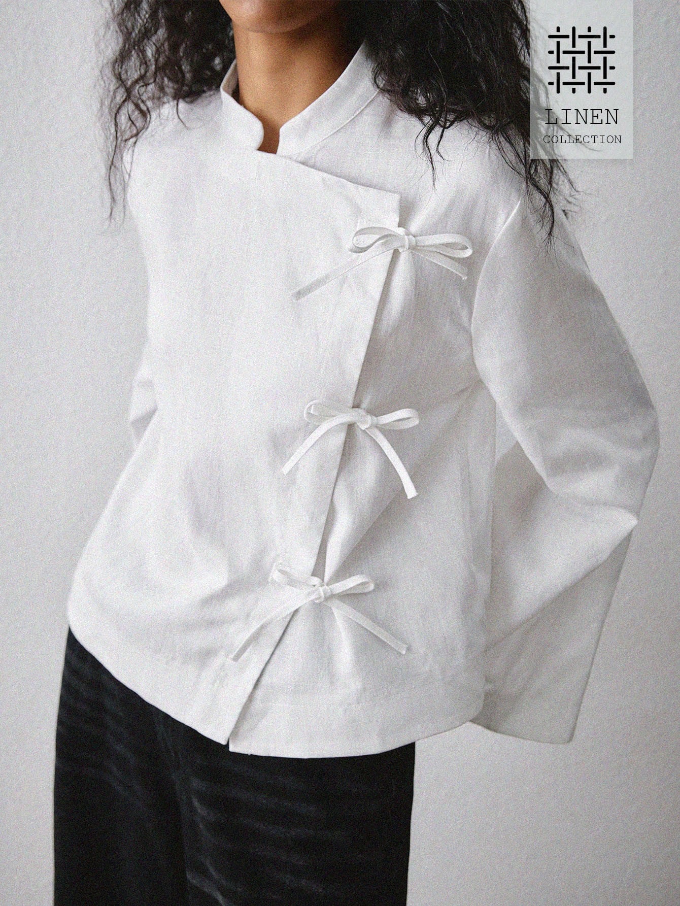 ATUI Studio Chemise française élégante pour femme en coton 100%, rayée, manches longues, — vue 10