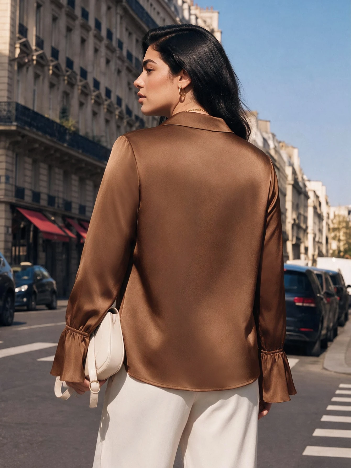 Juhart Chemise grande taille automne/hiver élégante avec col rabattu et design de poignets — vue 2