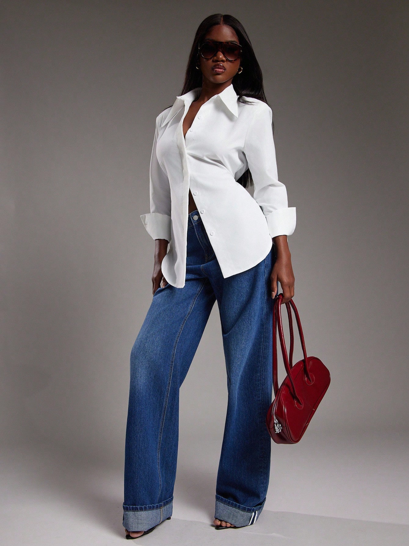 NYA SZN Chemise à manches longues avec col boutonné, ample et surdimensionnée, — vue 6