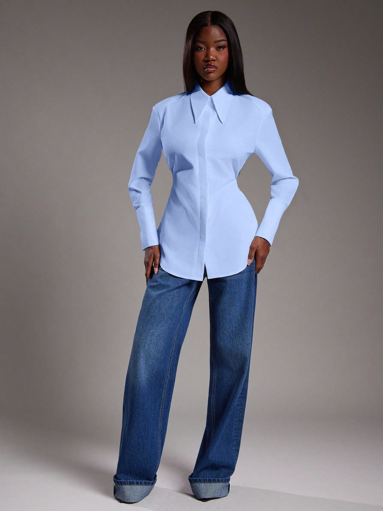NYA SZN Chemise à manches longues avec col boutonné, ample et surdimensionnée, — vue 7