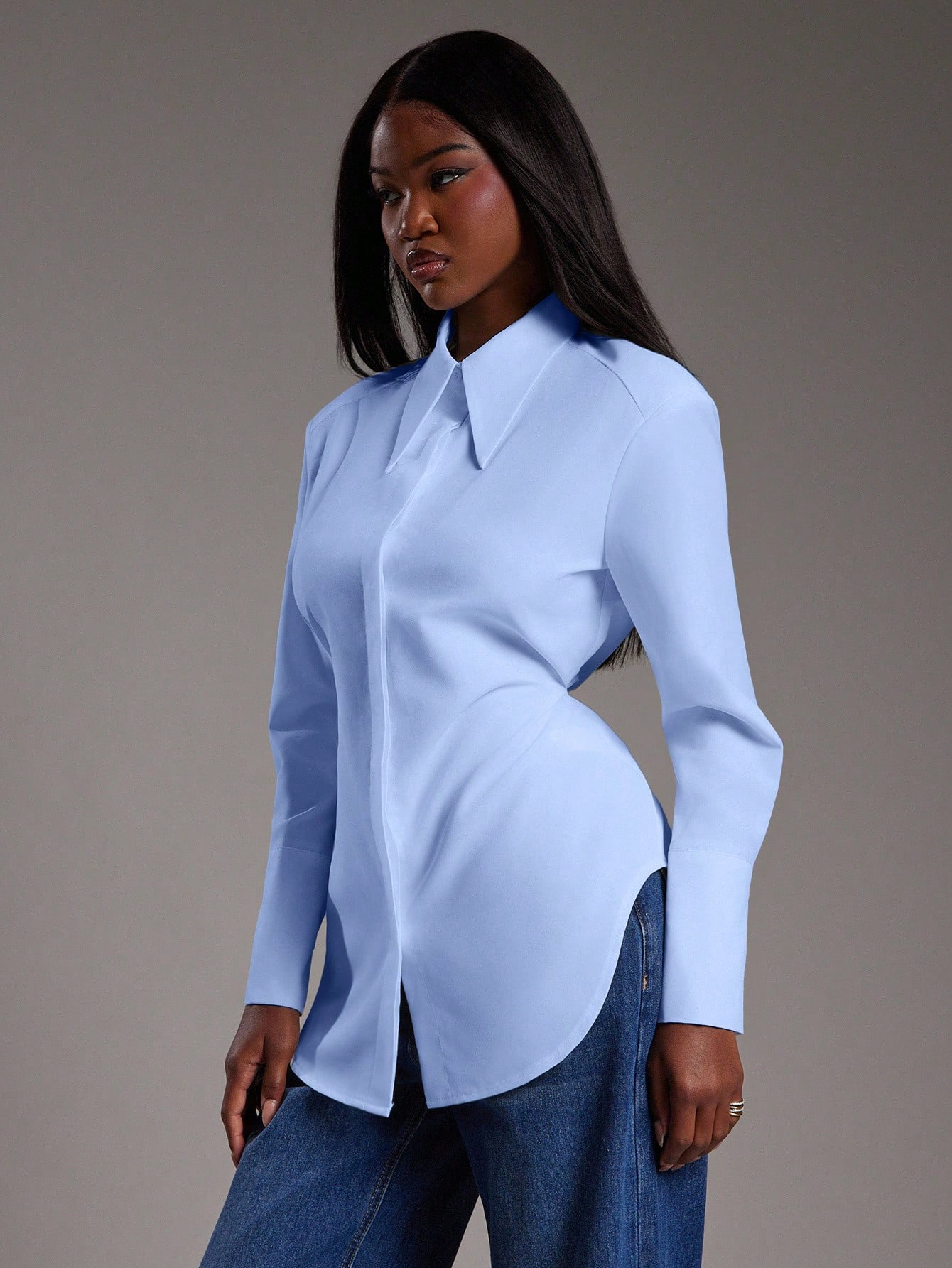 NYA SZN Chemise à manches longues avec col boutonné, ample et surdimensionnée, — vue 9