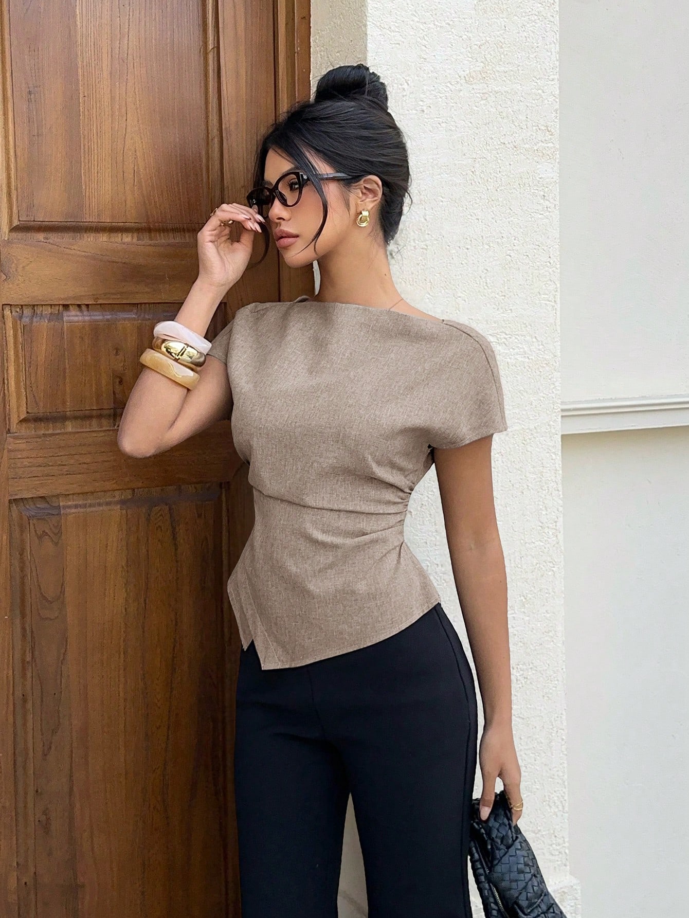 Siren Gaze Nouvelle mode femme style navetteur, blouse pull-over à manches courtes avec — vue 4