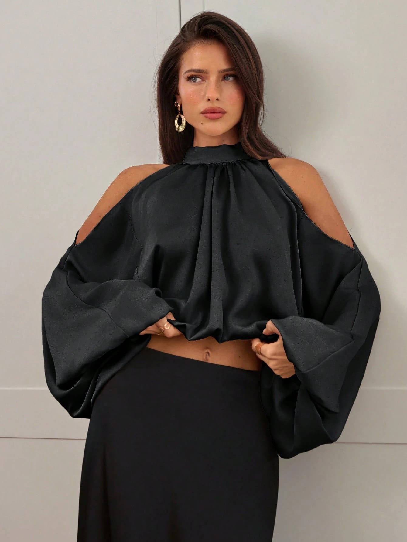 Aloruh Nouvelle blouse en satin pour femmes, manches longues, couleurs blanc laiteux et