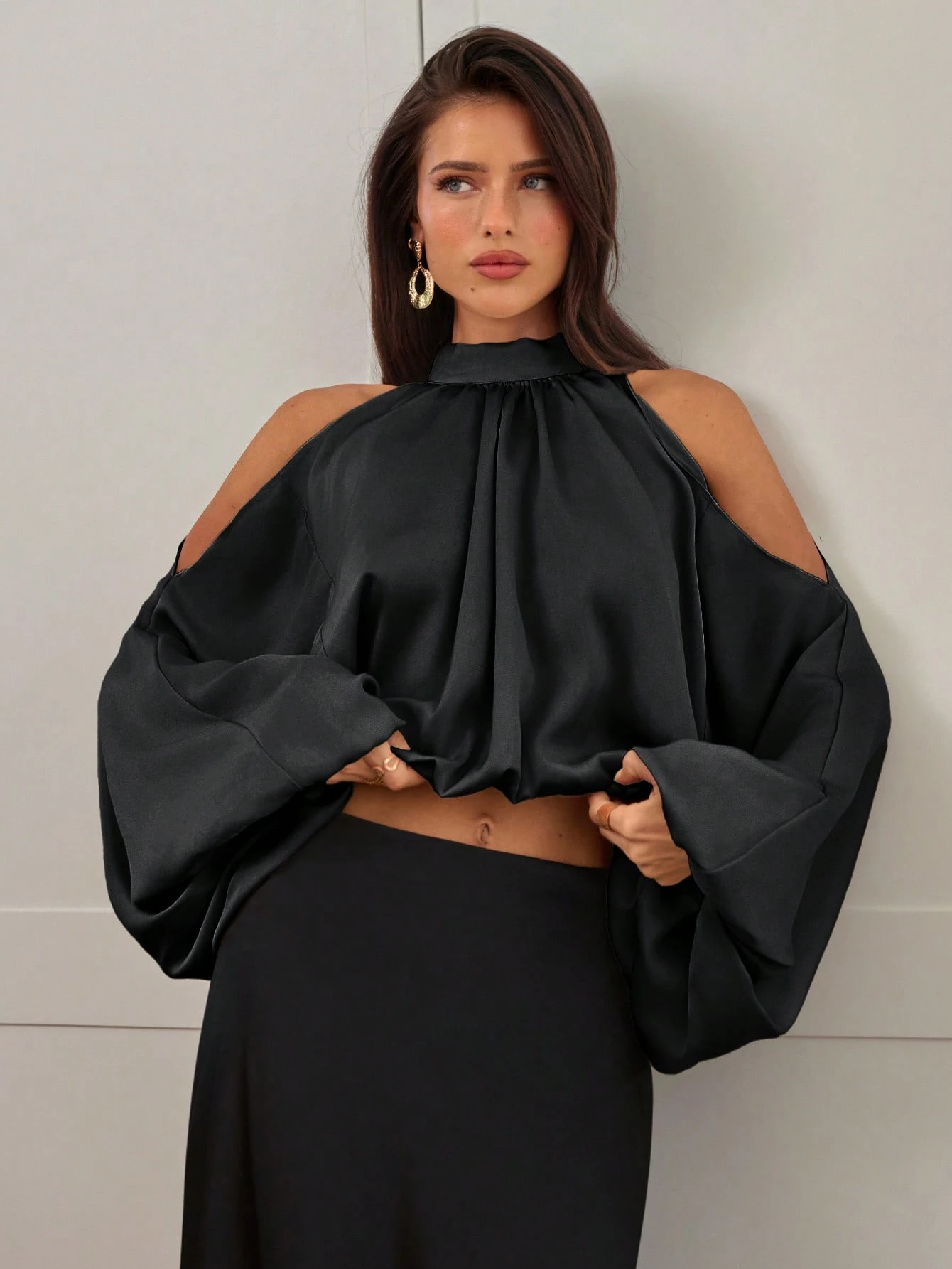 Aloruh Nouvelle blouse en satin pour femmes, manches longues, couleurs blanc laiteux et
